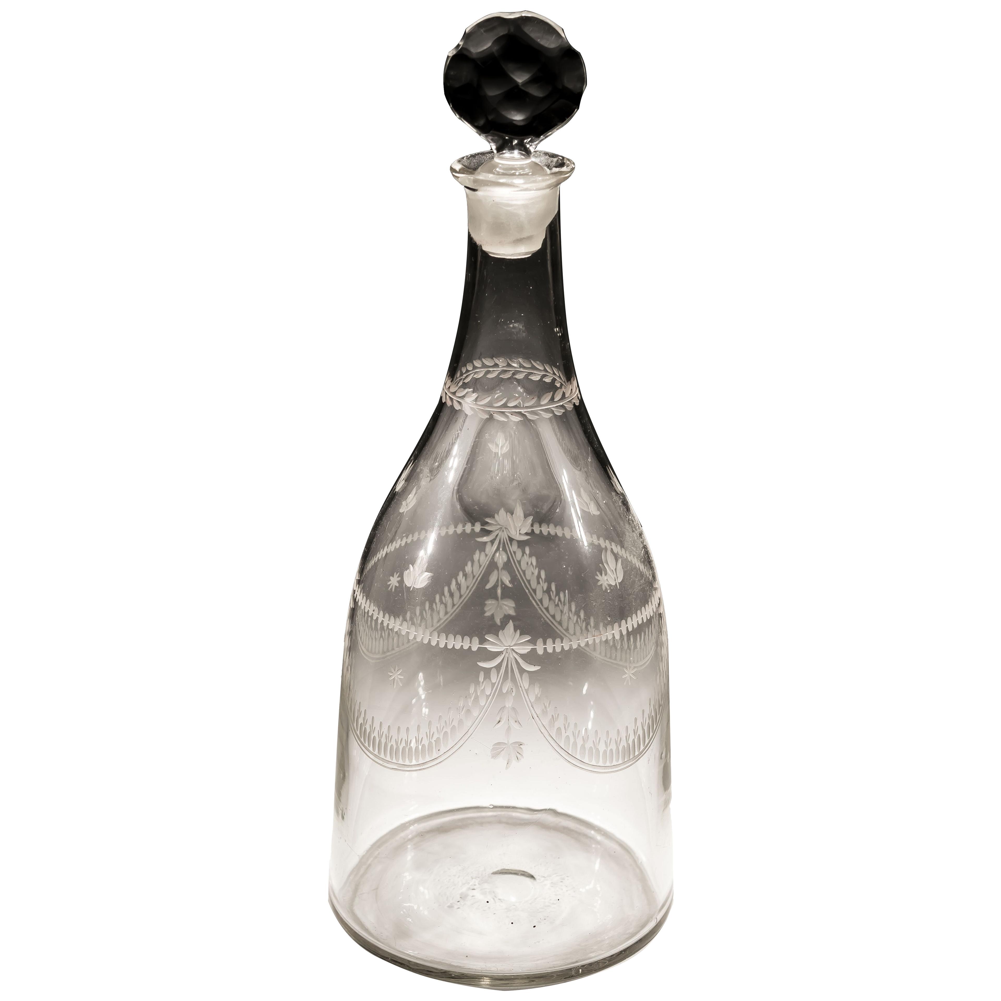 An Engraved Continental Magnum Tapered Decanter