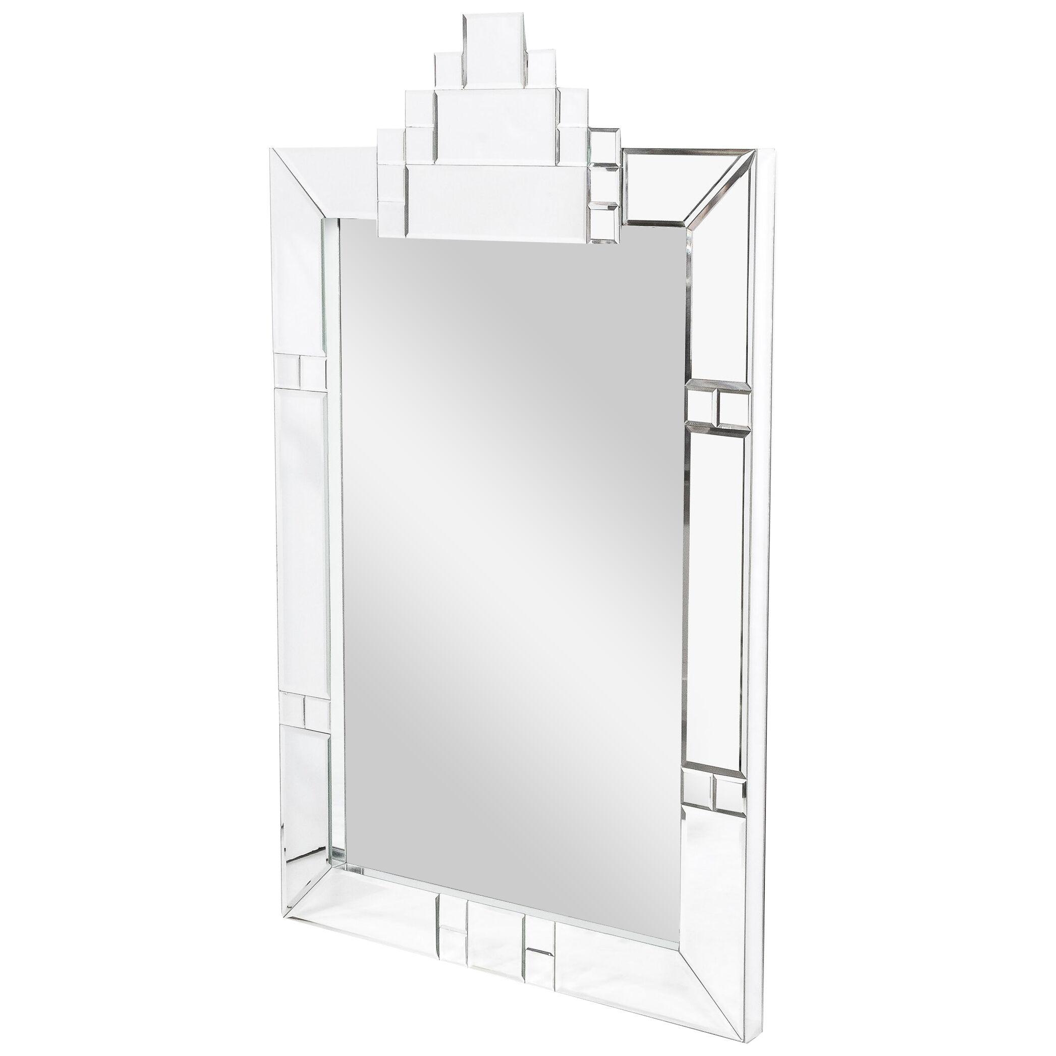 Modernist Tessellated Geometric Mirror with Stepped & Beveled Detailing
