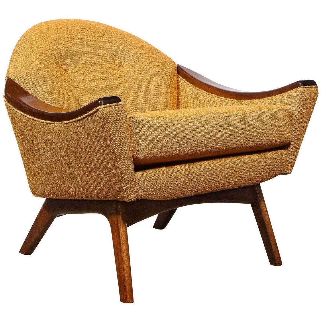 Mid-Century Modern Handrubbed Walnut Button Back Arm Chair by Adrian Pearsall