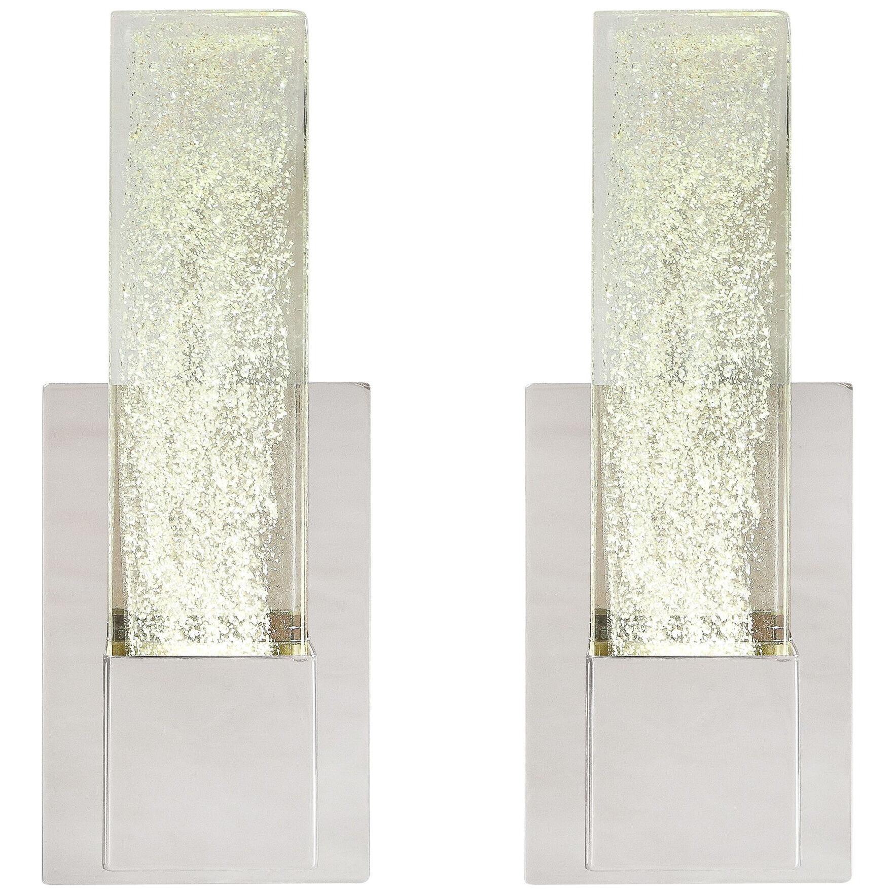 Pair of Handblown Murano Glass Sconces in Nickel w/ 24-karat Gold Flecks
