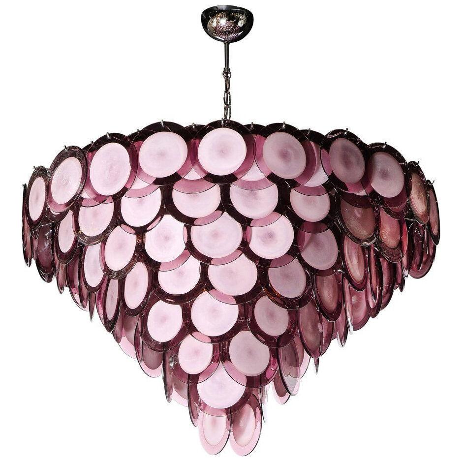 Modernist Eight Tier Amethyst Handblown Murano Chandelier with Chrome Fittings