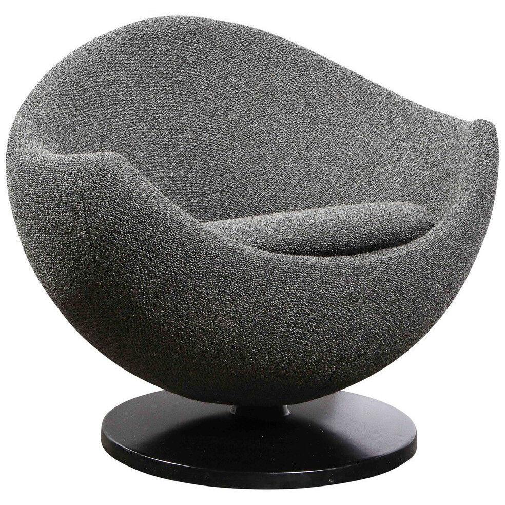 Mid-Century Modernist Swivel Egg Form Chair with Ebonized Walnut Base