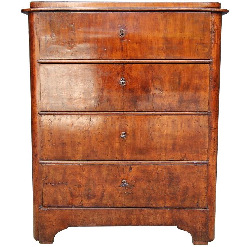 Small 19th Century German Walnut Chest of Drawers