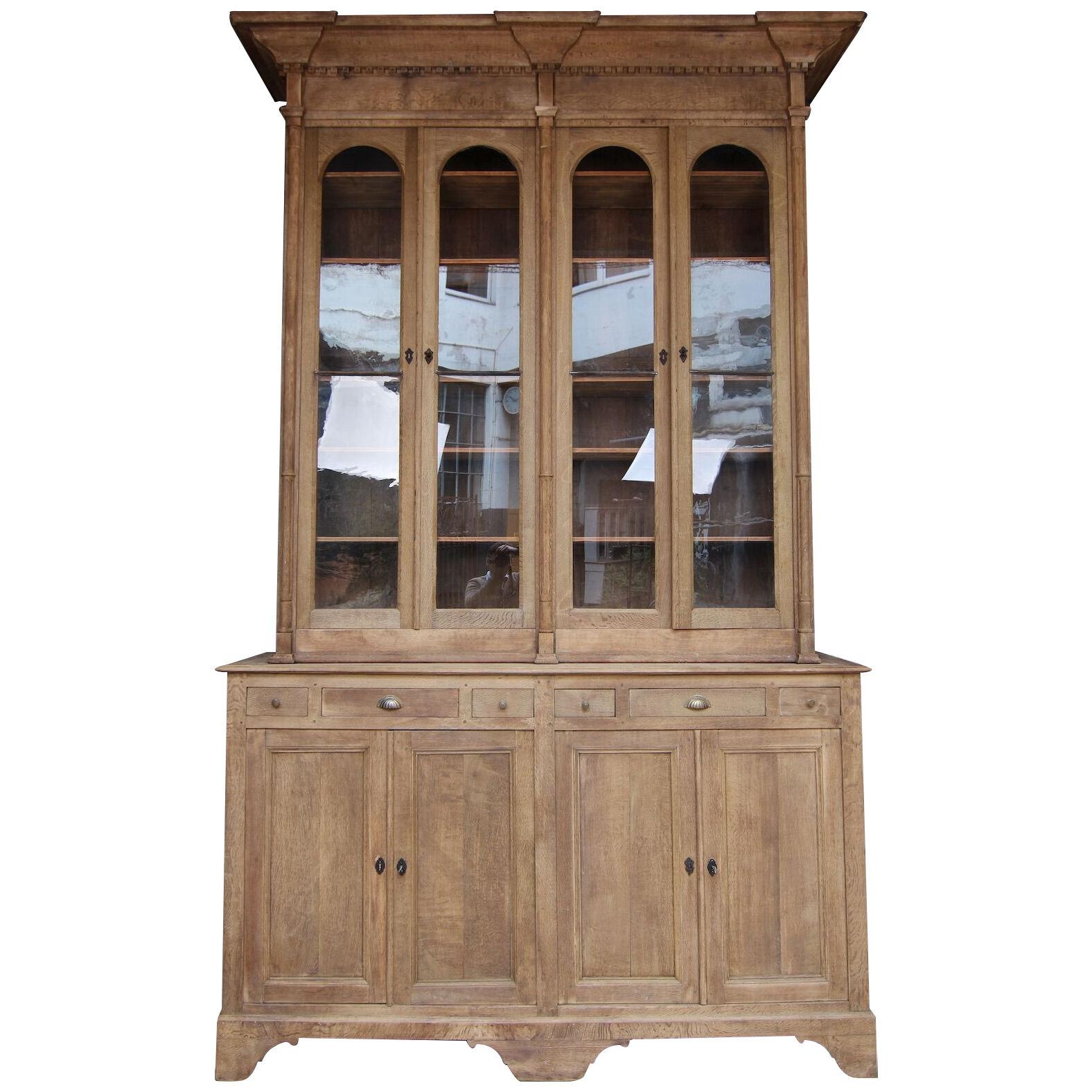 Large 19th Century Oak Vitrine Cabinet or Bookcase