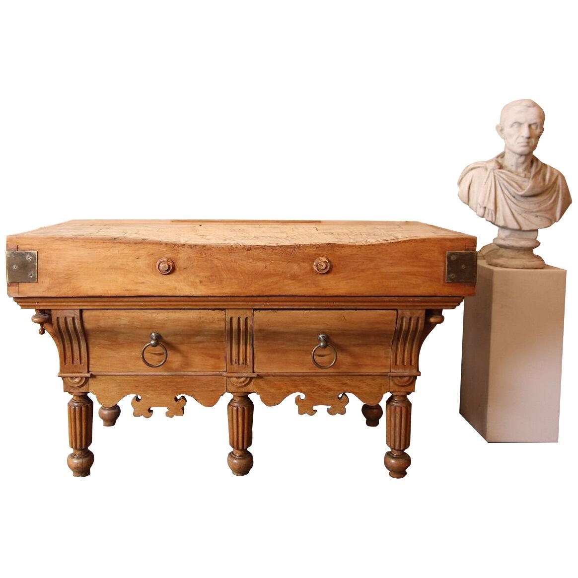 Late 19th Century French Louis Philippe Butcher Block Table