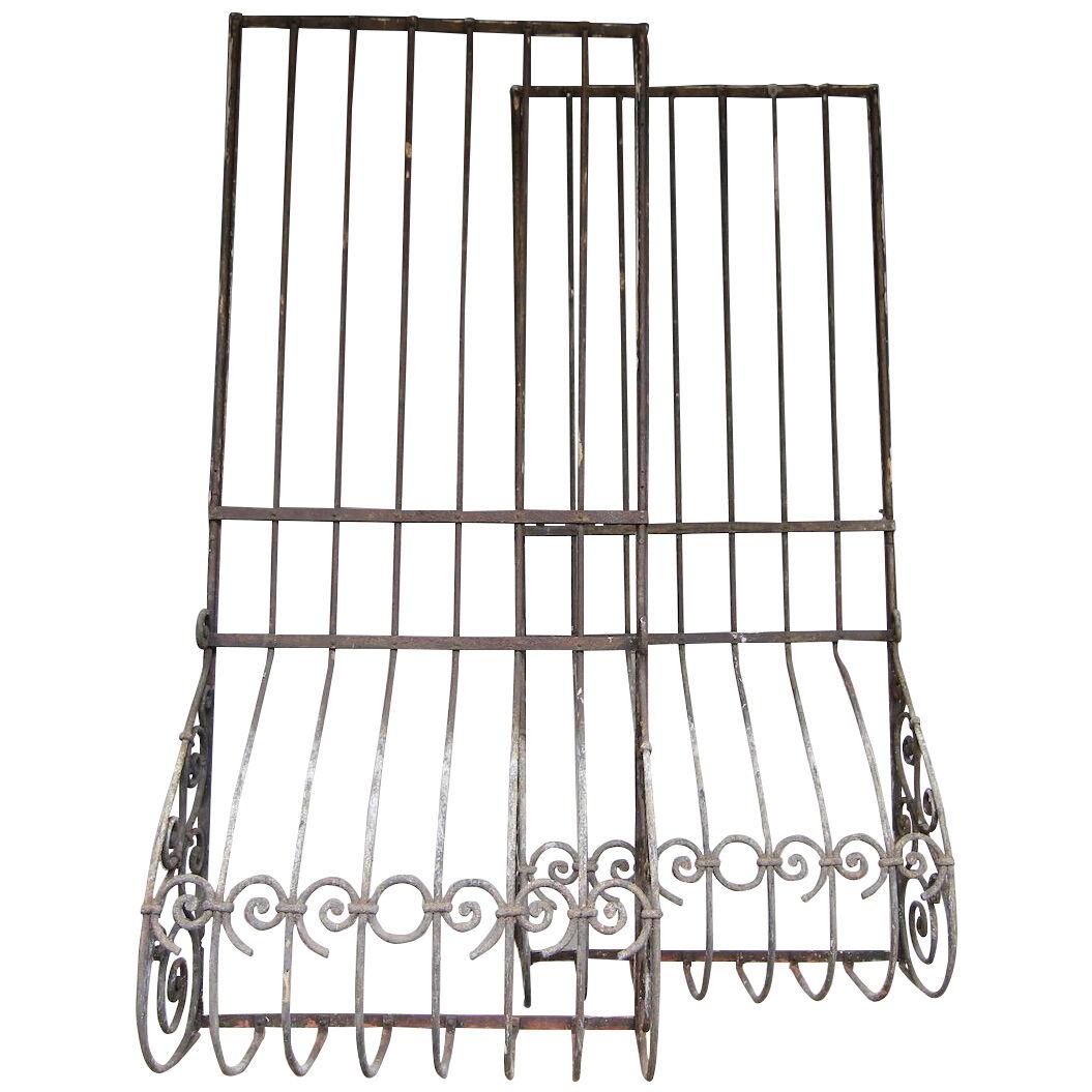 Large Wrought Iron Window Grilles, Set of 2