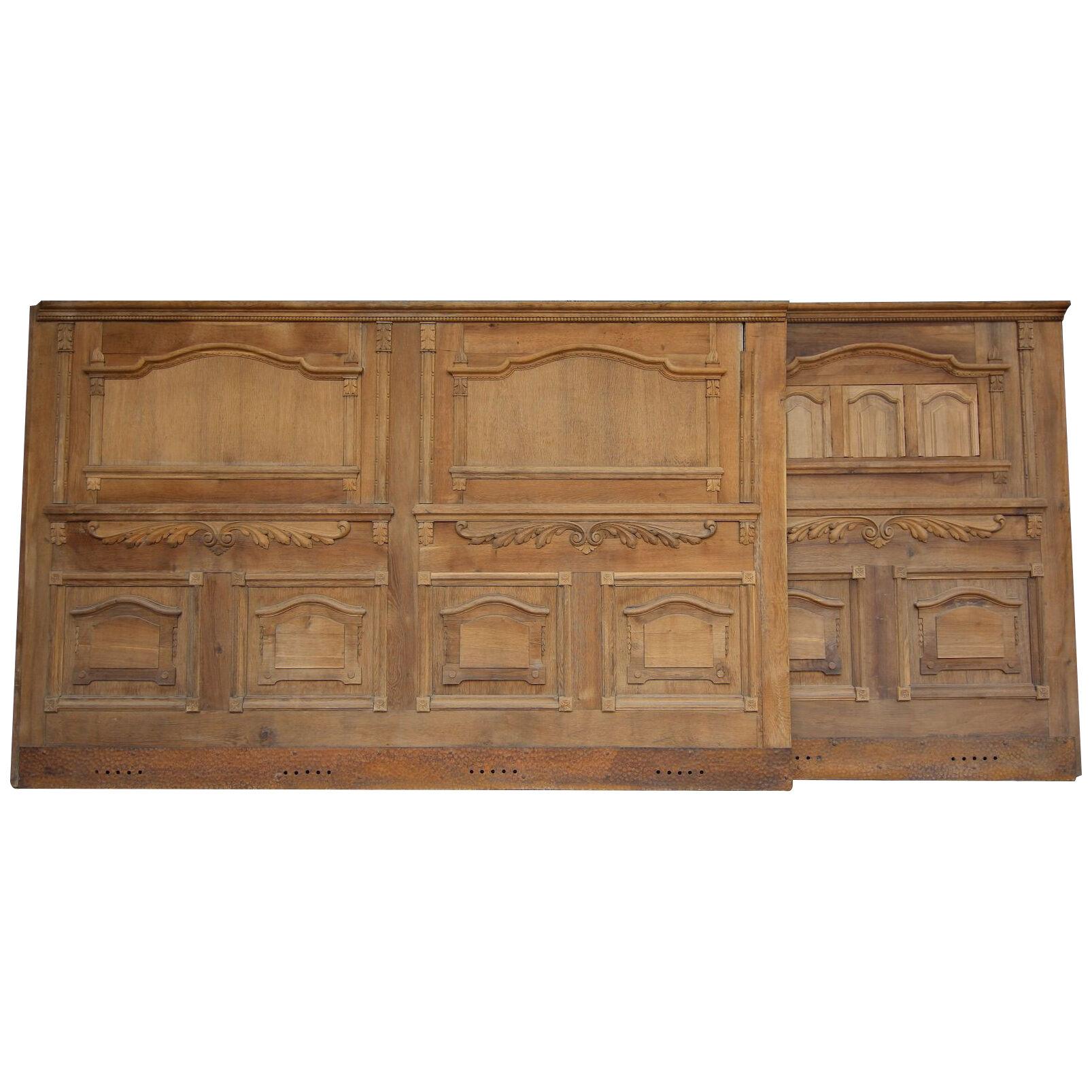 Early 20th Century Stripped Oak Wall Panelling, Set of 2