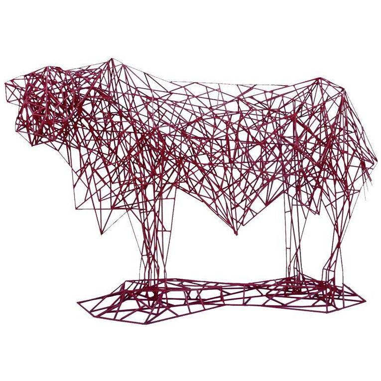 Welded Steel Abstract Modernist Red Heifer Sculpture by Artist Mark Doyle