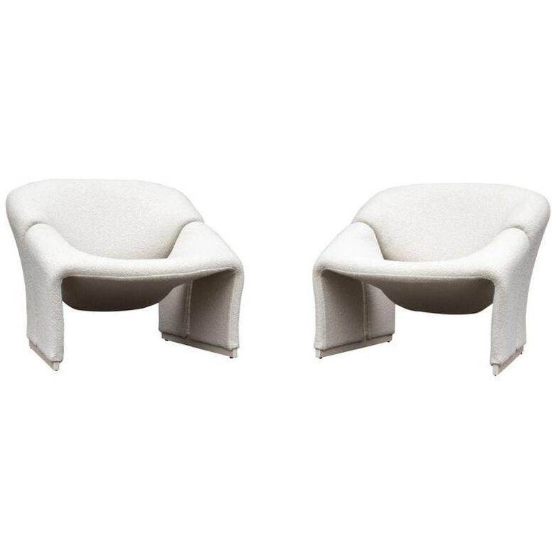 Pair of Pierre Paulin Lounge Chairs Early French Model F580 for Artifort