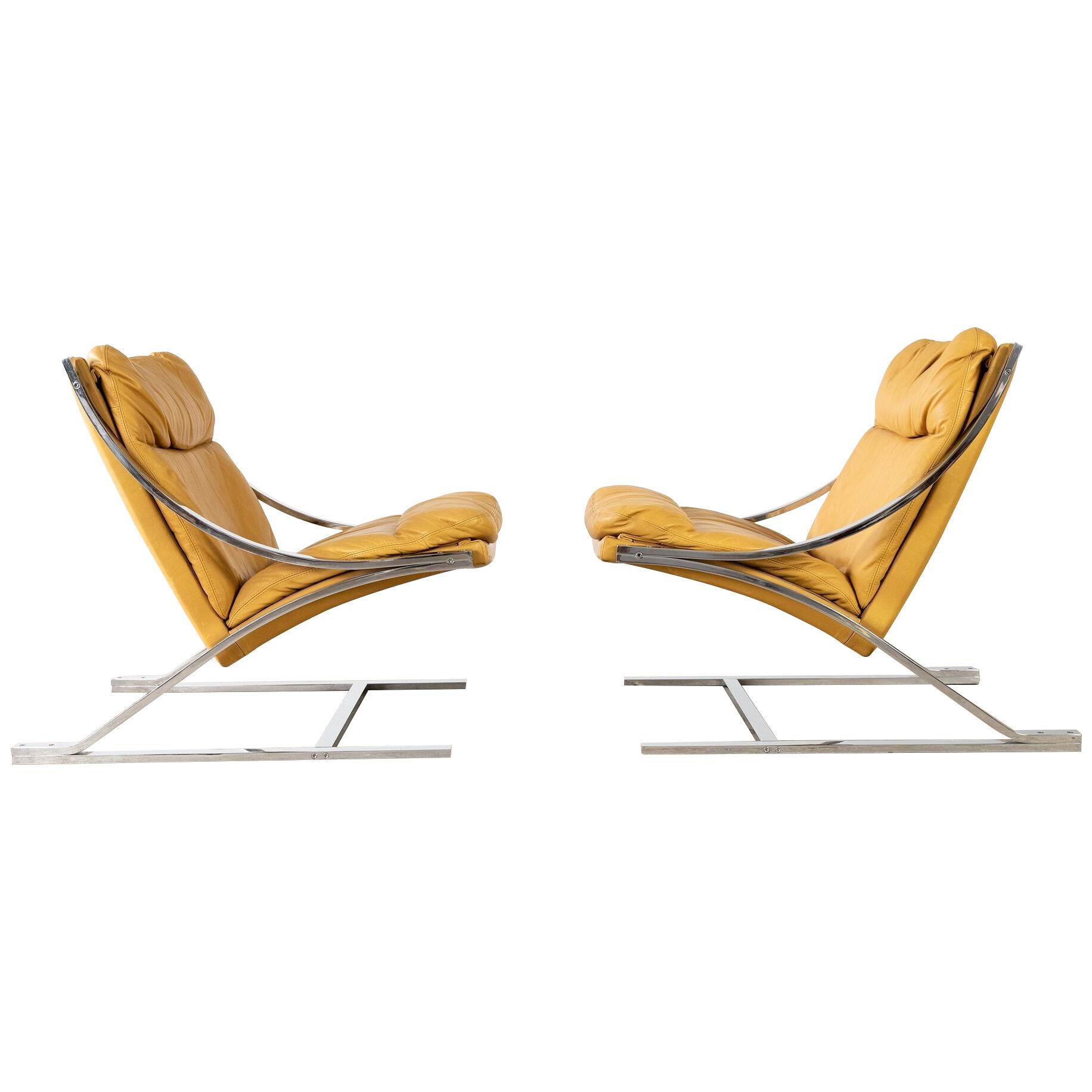 Paul Tuttle Zeta Chairs for Strassle International in Original Camel Leather