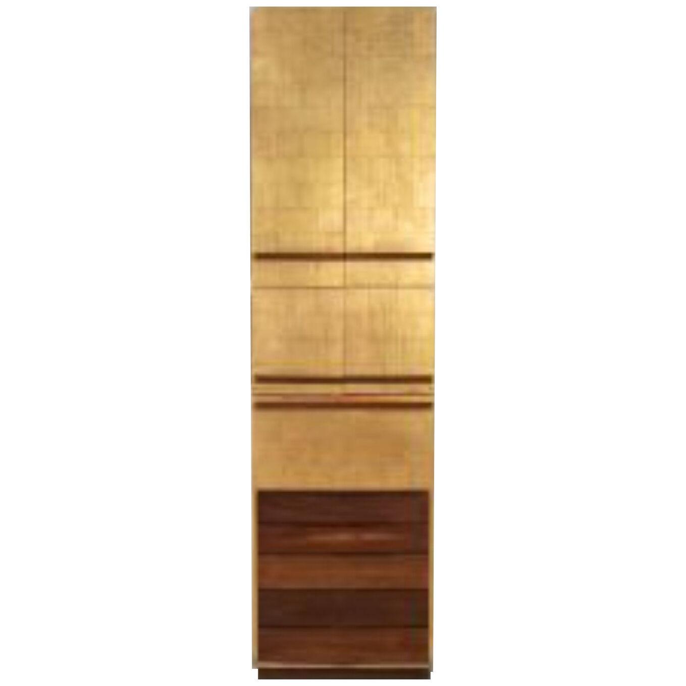 Paul Evans and Phillip Lloyd Powell Gold Leaf and Walnut Studio Cabinet 1963