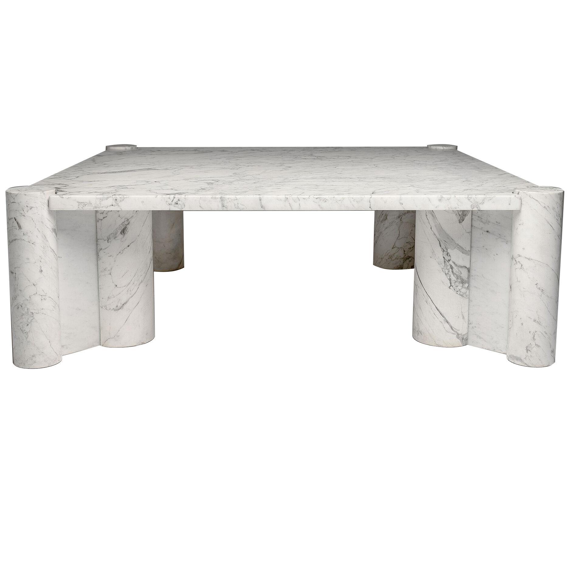 Gae Aulenti Coffee Table in Honed White Carrara Marble for Knoll International