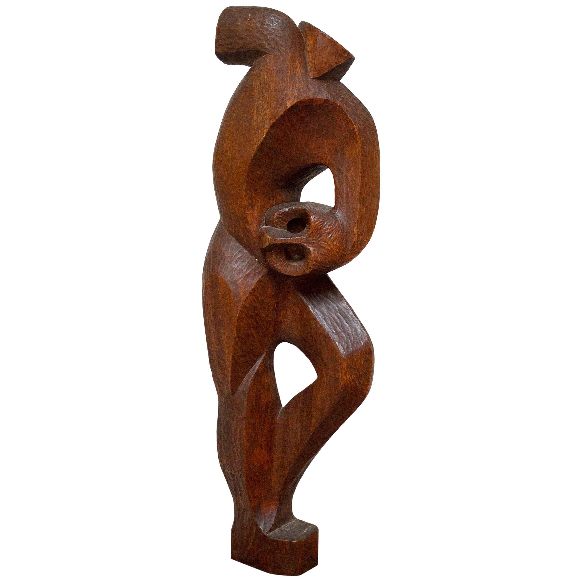 Figurative Mahogany Sculpture Mid-Century Modern 1950s Brazilian Abstract