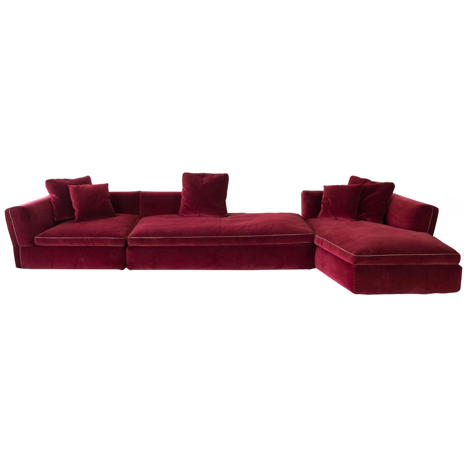 Velvet 'Dress-Up' Sectional Sofa Designed by Rodolfo Dordoni for Cassina