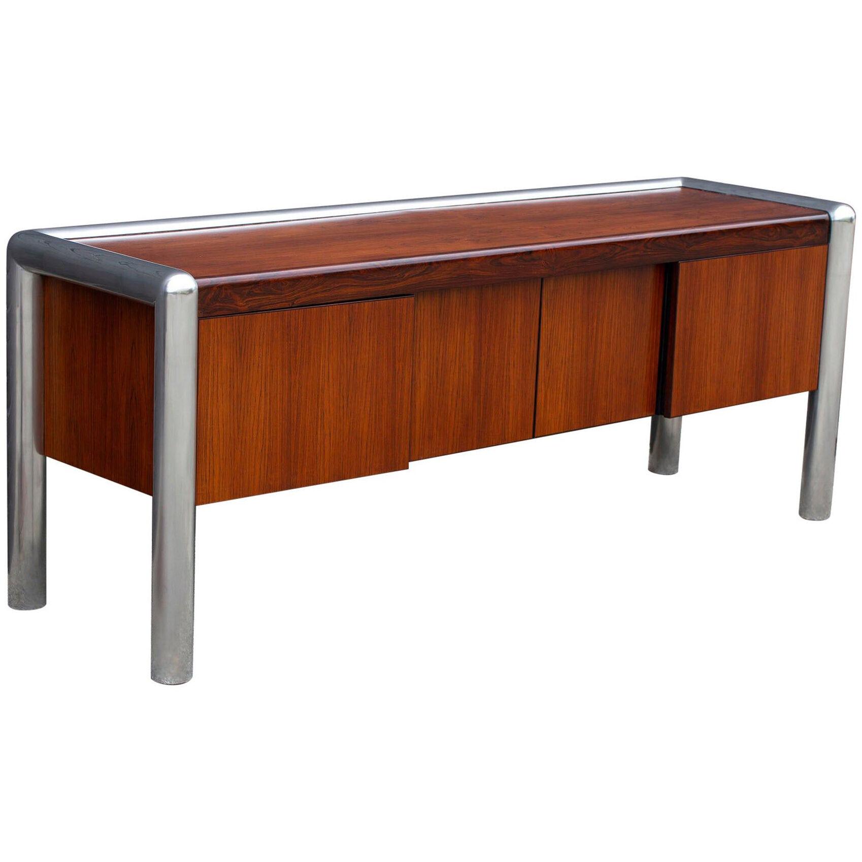 John Mascheroni Rosewood Credenza from the TUBO Series Produced by Vecta, 1970s