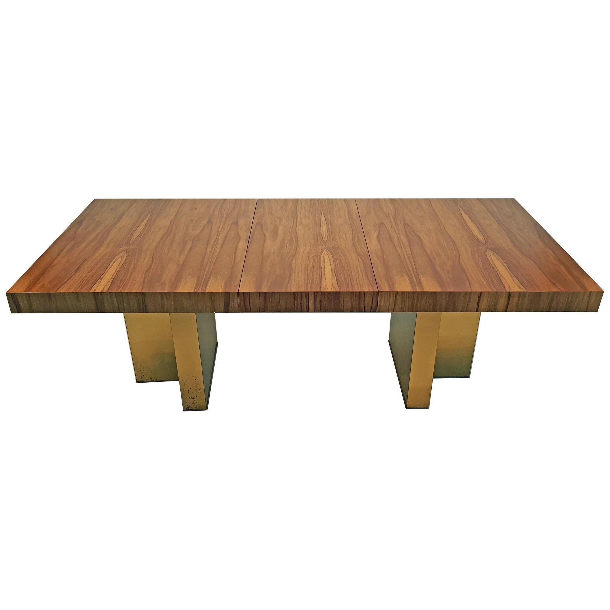 Milo Baughman Exotic Brazilian Rosewood and Brass Dining Table for Thayer Coggin