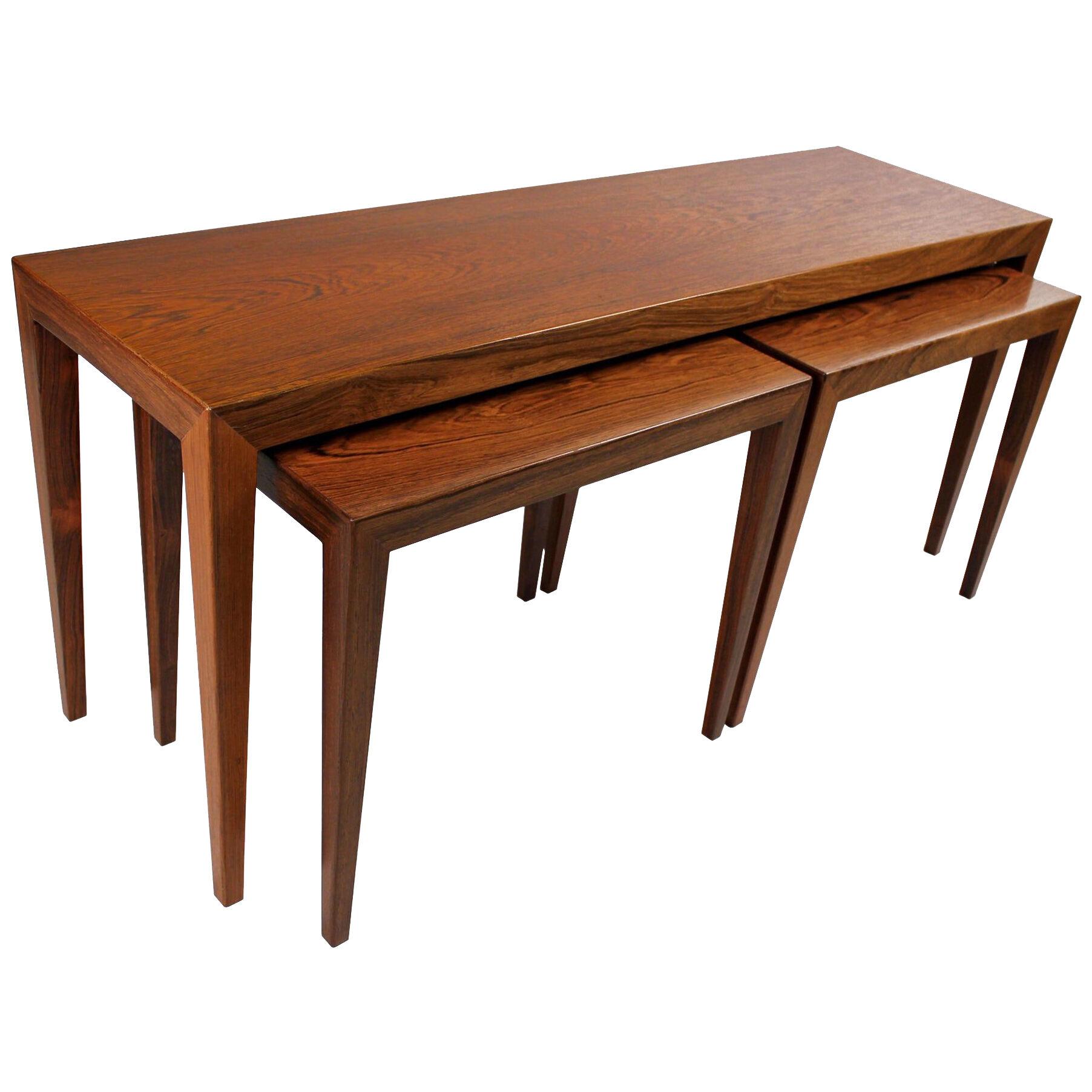 Severin Hansen Coffee Table with Nesting Tables for Haslev Brazilian Rosewood