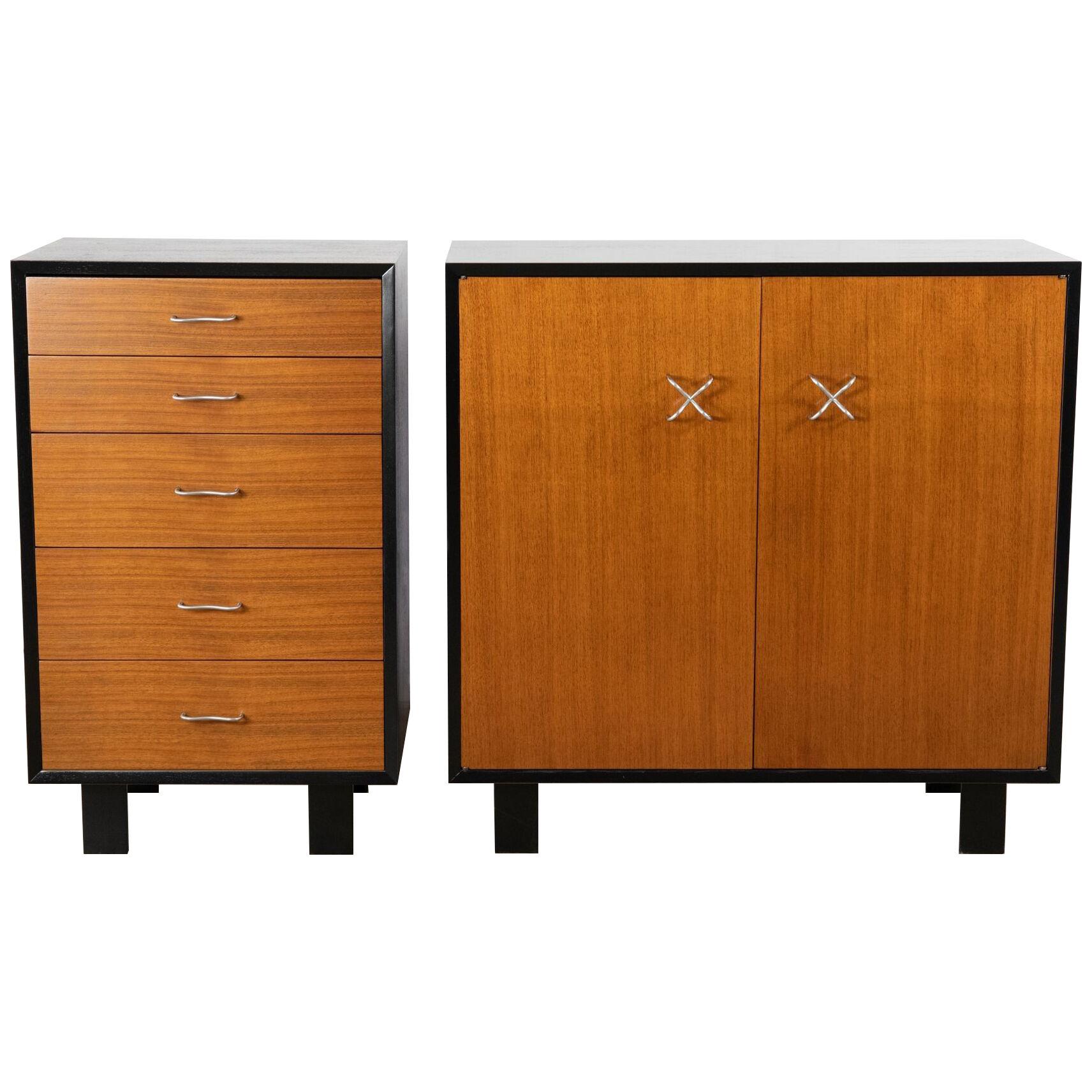 Five Drawer Tall Chest & Two Door Cabinet Server by George Nelson