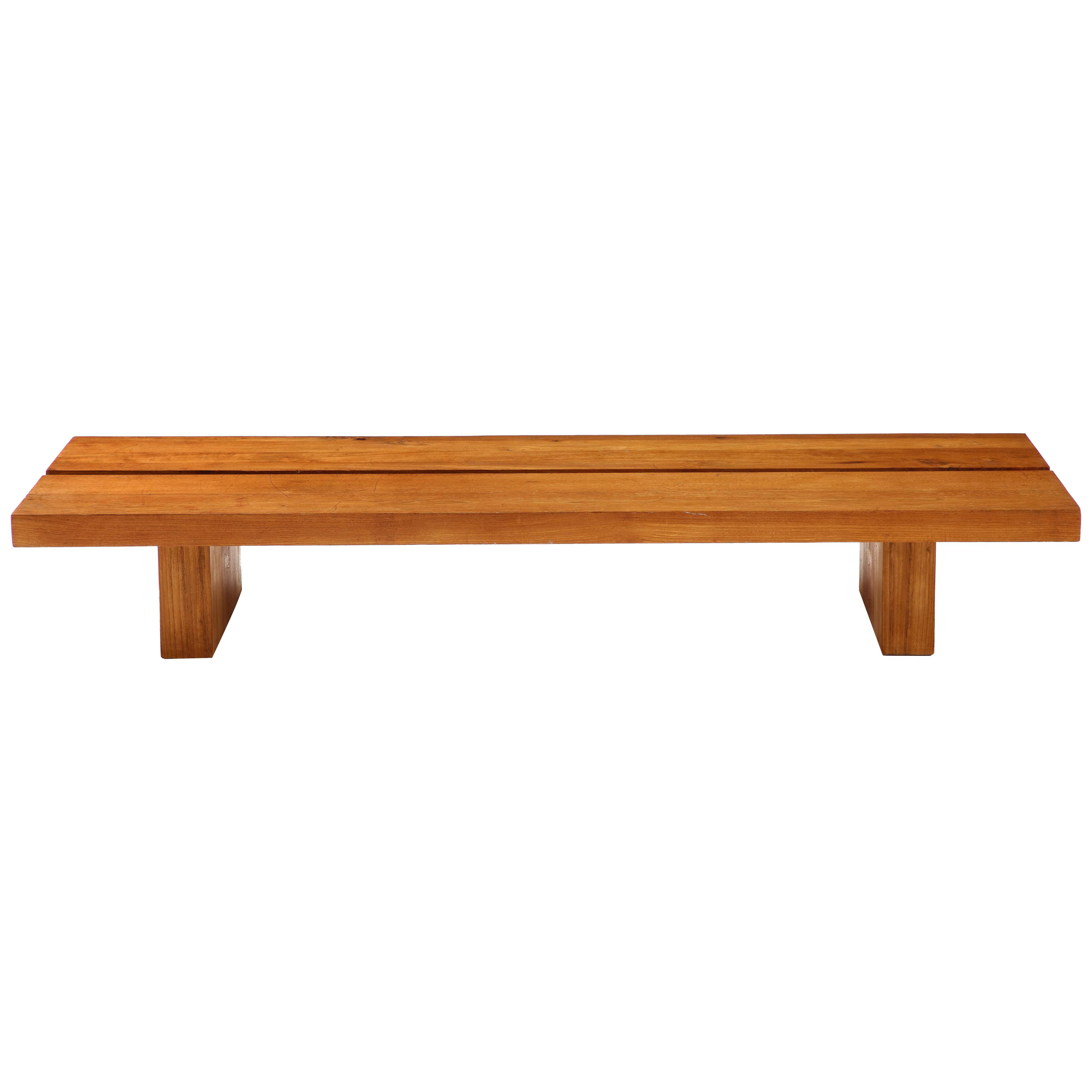 Hand-crafted Solid Thick Elm Coffee Table/ Bench, Netherlands, 1960’s