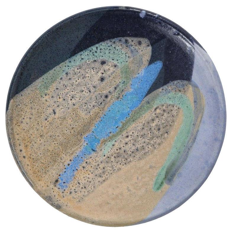 Ceramic Dish with Abstract Enamel Glaze