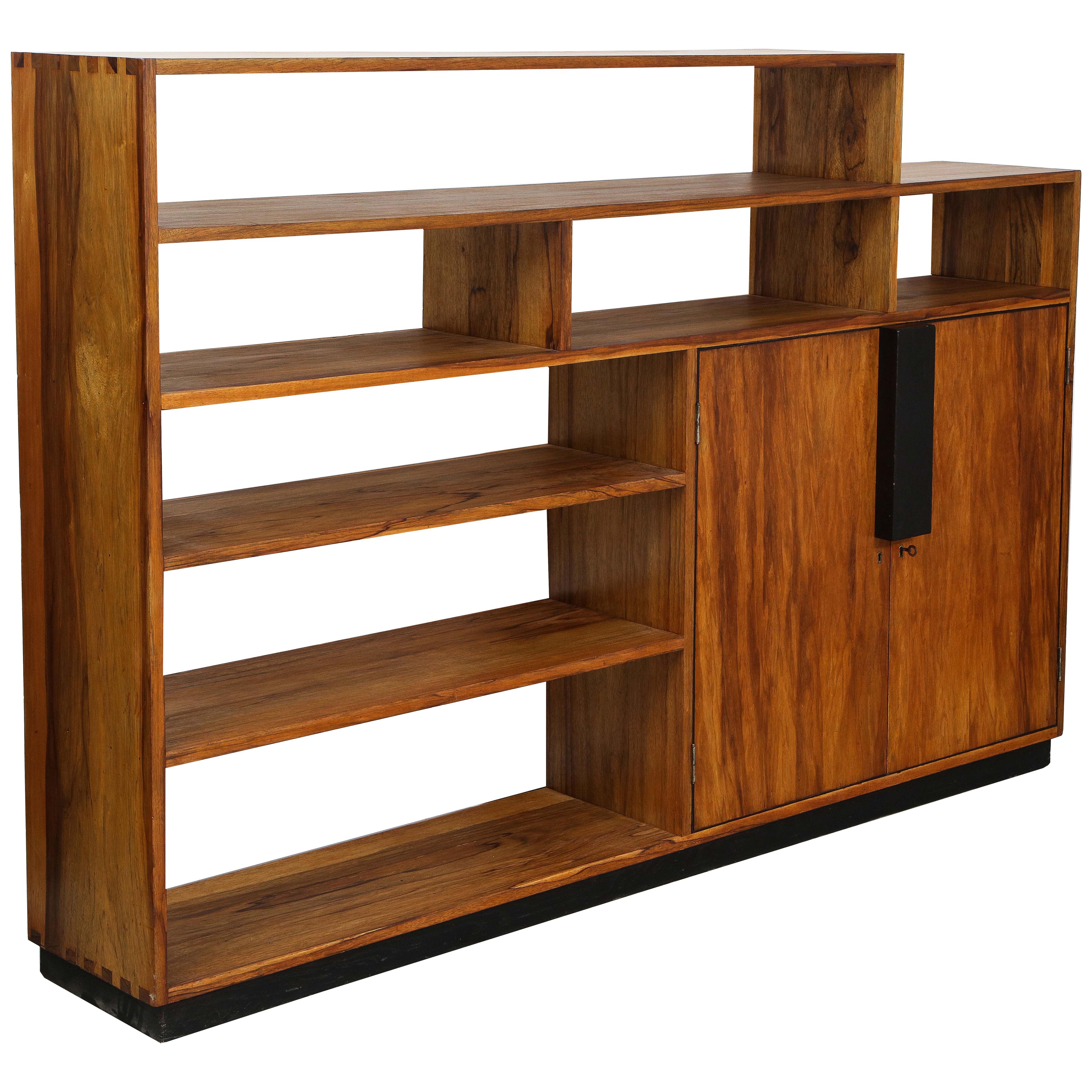 Hand-crafted Solid Wood Bookcase & Cabinet, Brussels, Belgium, 1940’s 