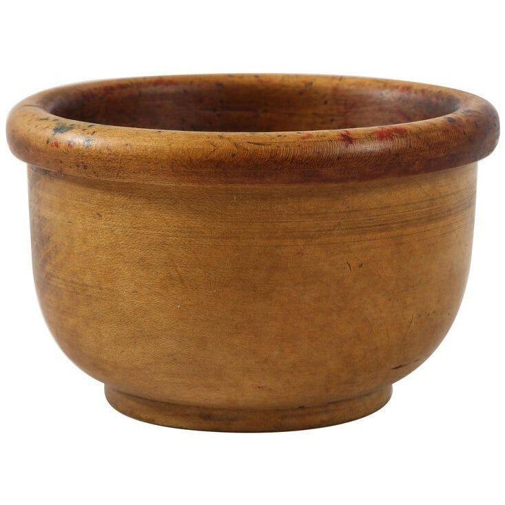 Hand-Turned American Wood Bowl with Thick Rim