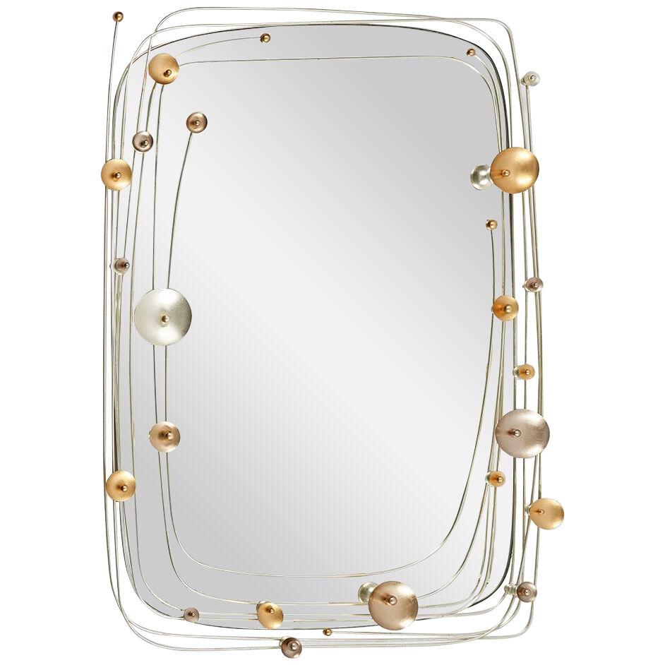 "Tremblolo" Brass and Gilded Metal Mirror by Hubert Le Gall - 2016