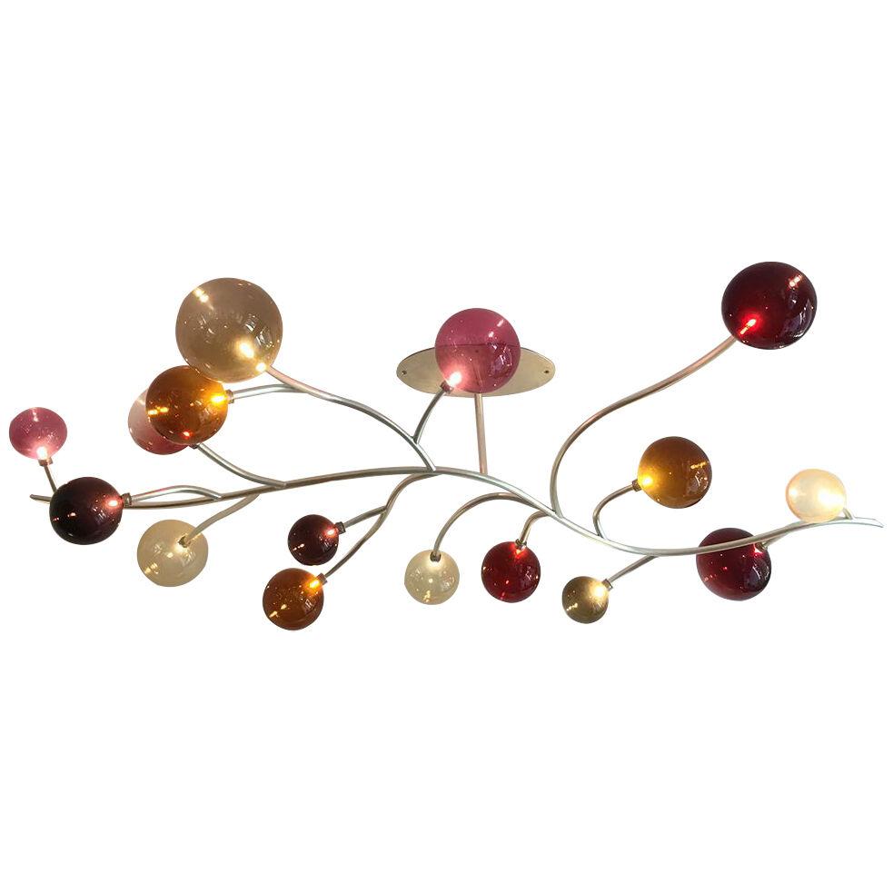 "Dionysos" Chandelier in Blown Glass and Steel, Emilie Lemardelay, Unique Piece