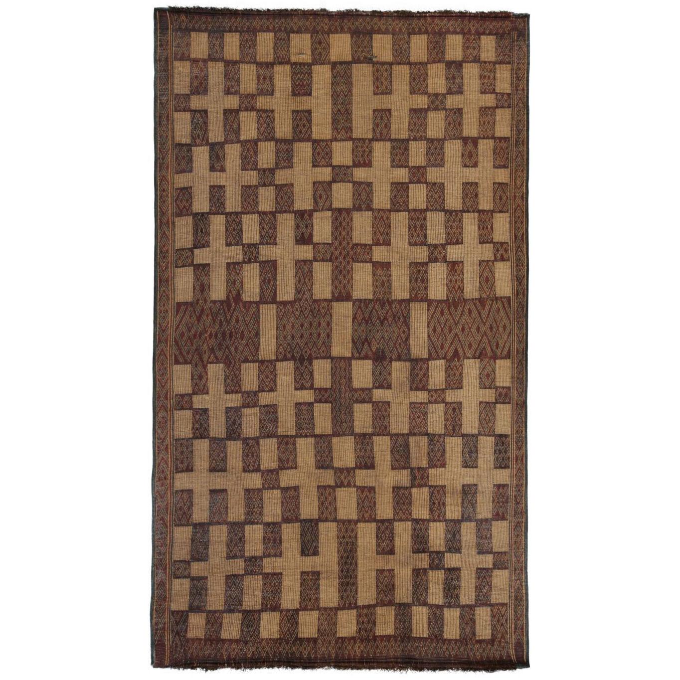 Vintage Moroccan Tuareg Mat Rug in Brown Natural Fibers by Rug & Kilim