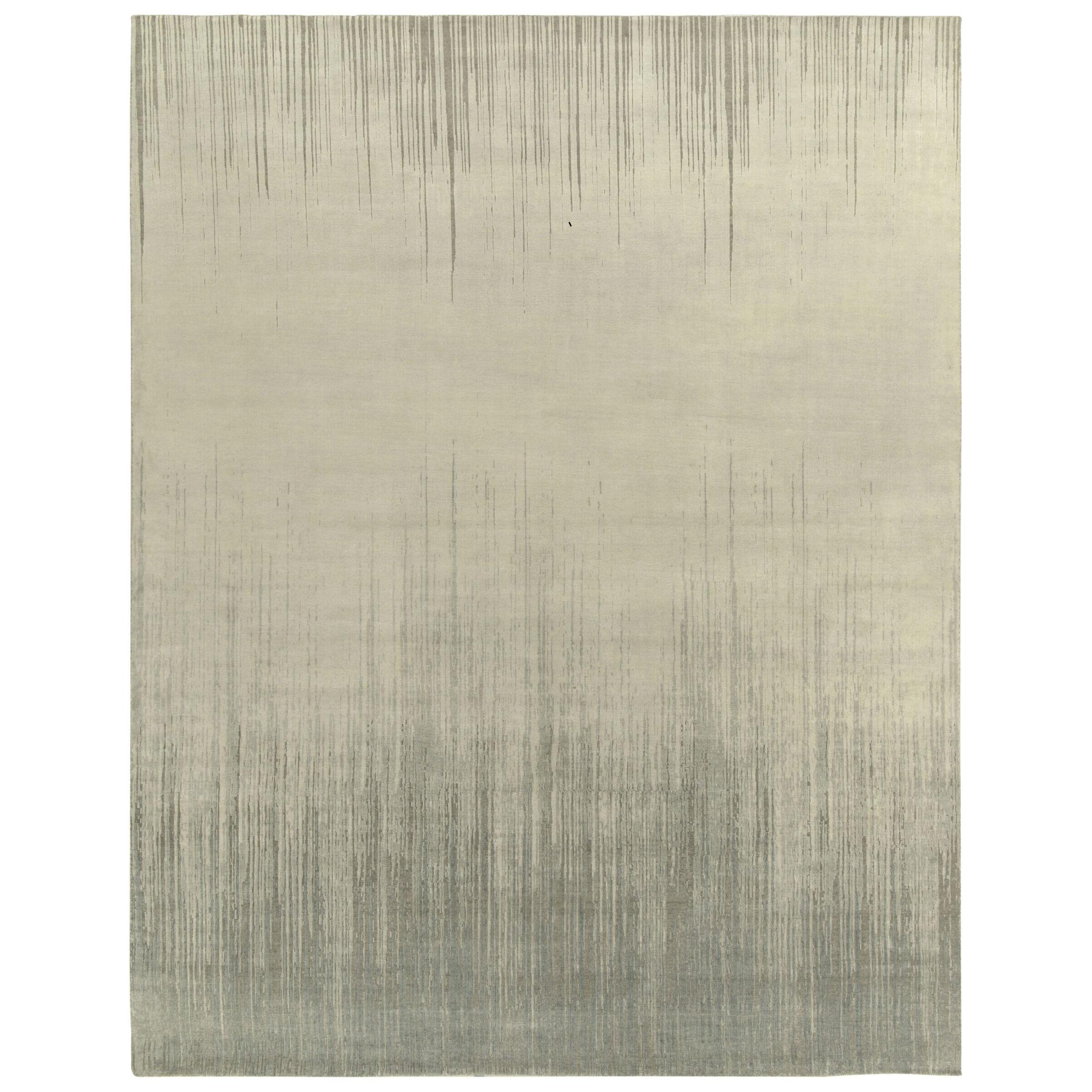 Rug & Kilim’s Modern Abstract Rug in Gray, Beige and Blue Painterly Patterns