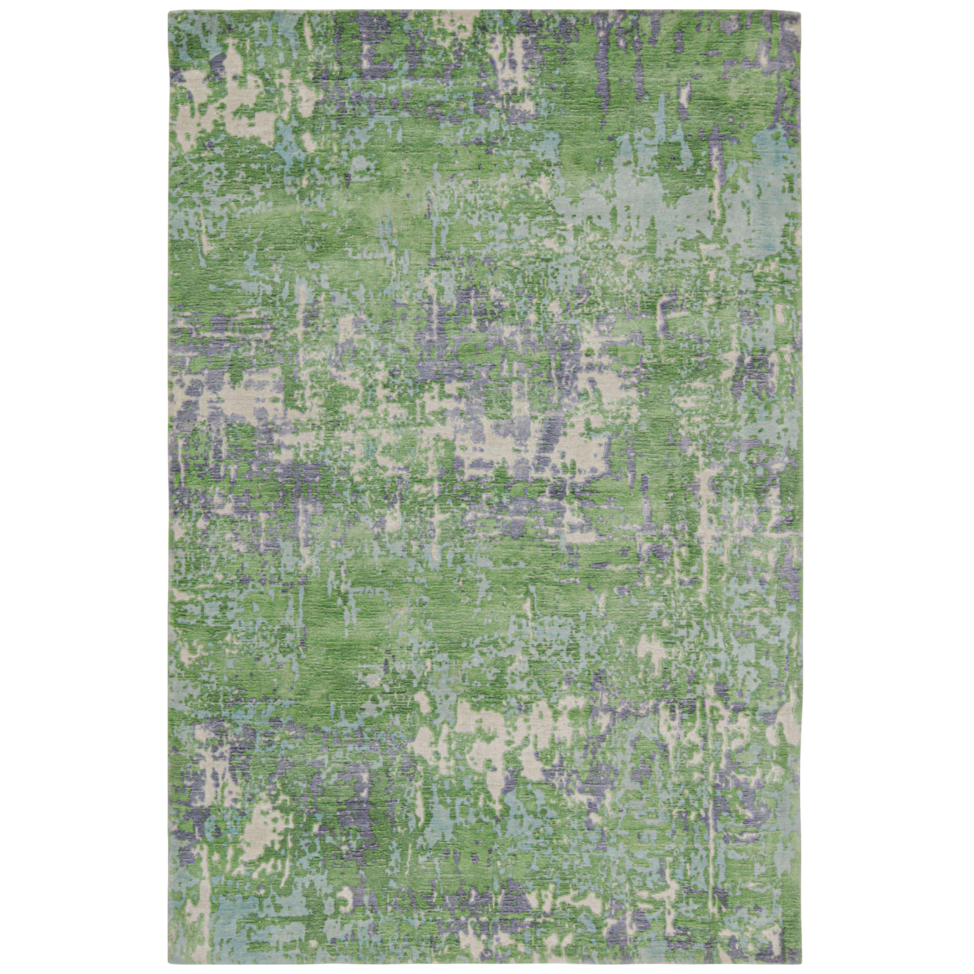 Rug & Kilim’s Abstract Rug In Green, Blue And Beige All-Over Pattern
