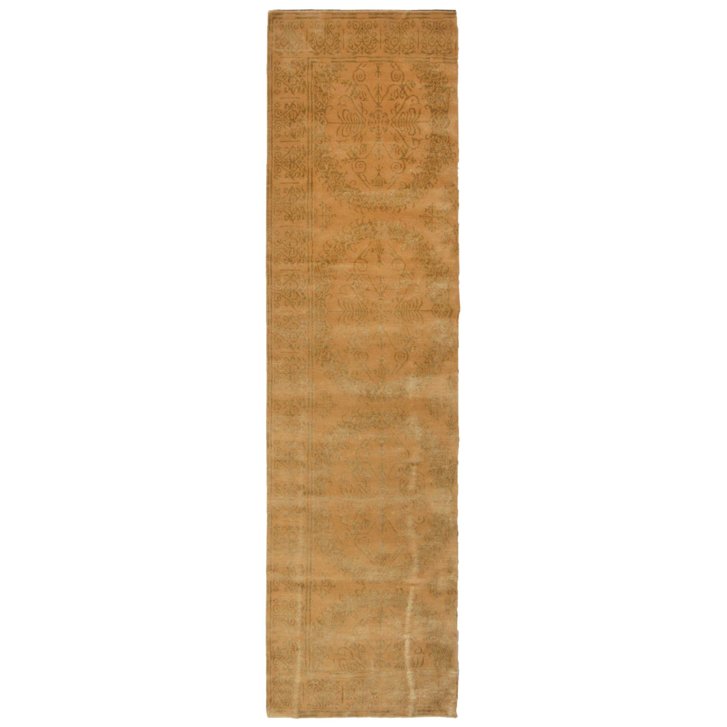Rug & Kilim’s Custom 18th-Century Inspired Geometric Bgeie-Gold & Green Wool
