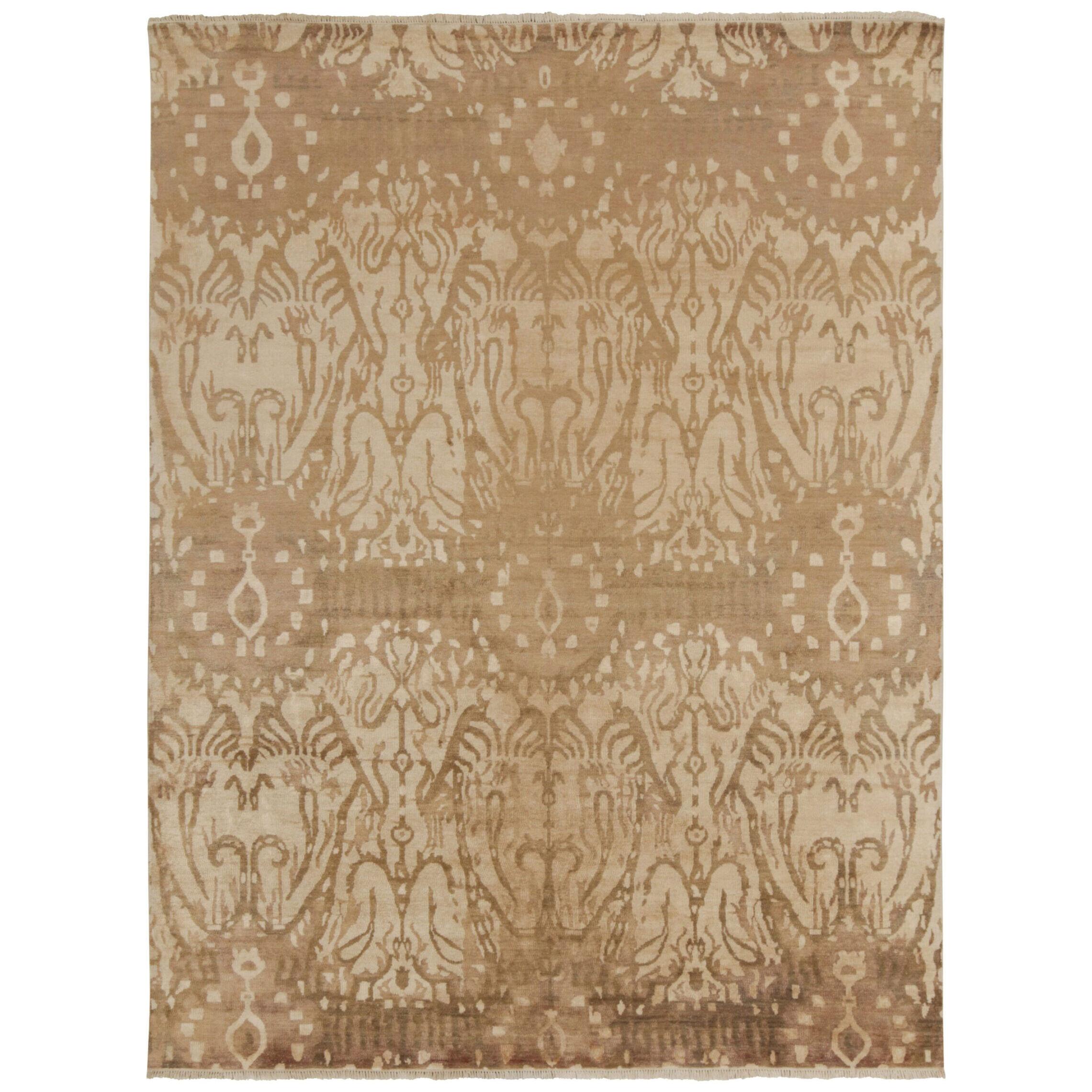Rug & Kilim’s Classic-Style Contemporary Rug in Beige-Brown Ikats Patterns