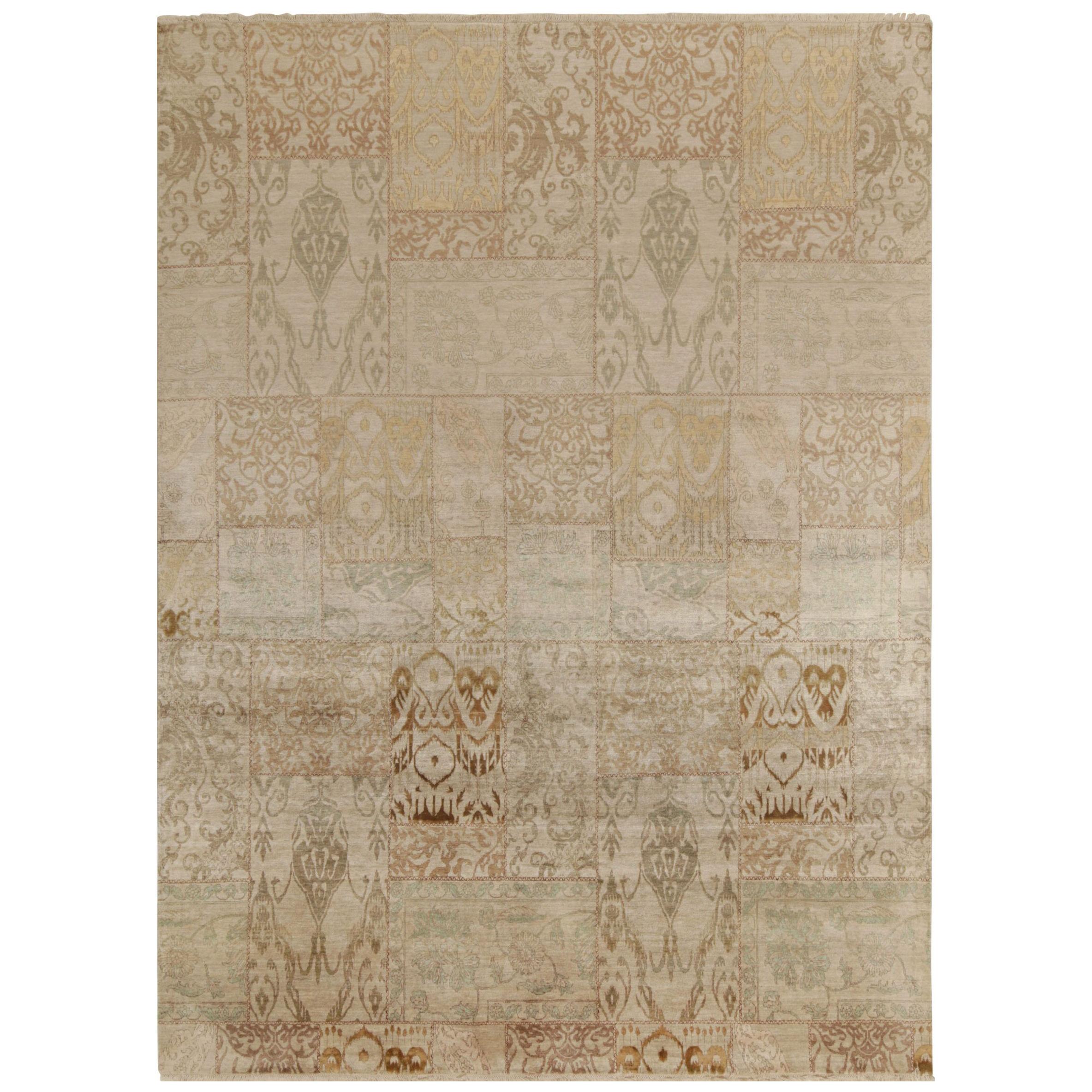 Rug & Kilim’s Classic Style Rug in Beige-Brown, Gold Ikats Pattern