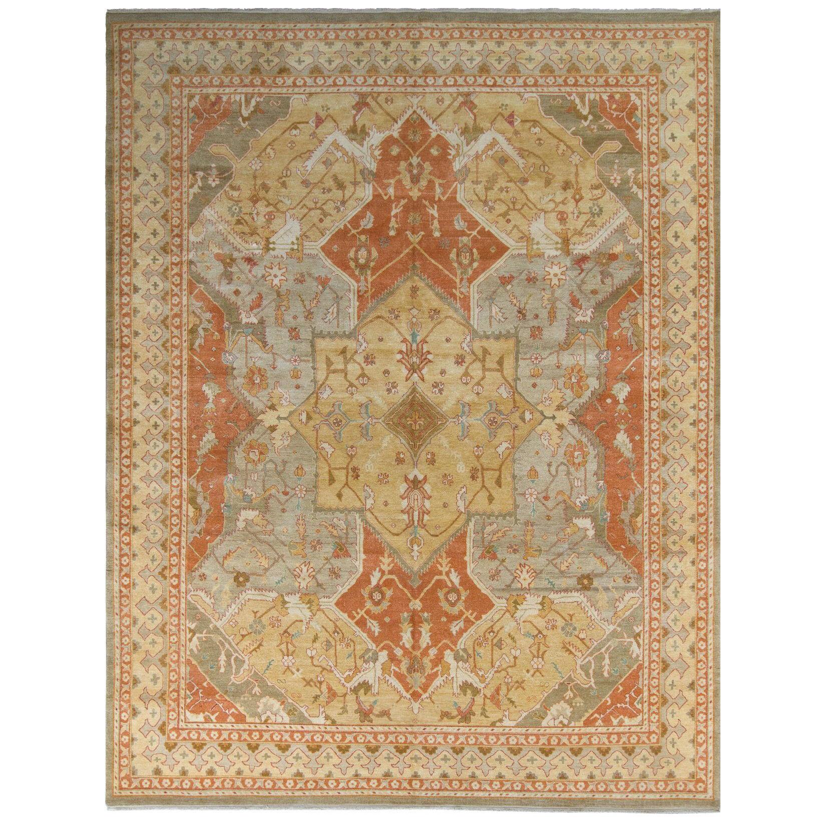 Rug & Kilim’s Polonaise Style Rug in Red and Beige-Brown Medallion Pattern