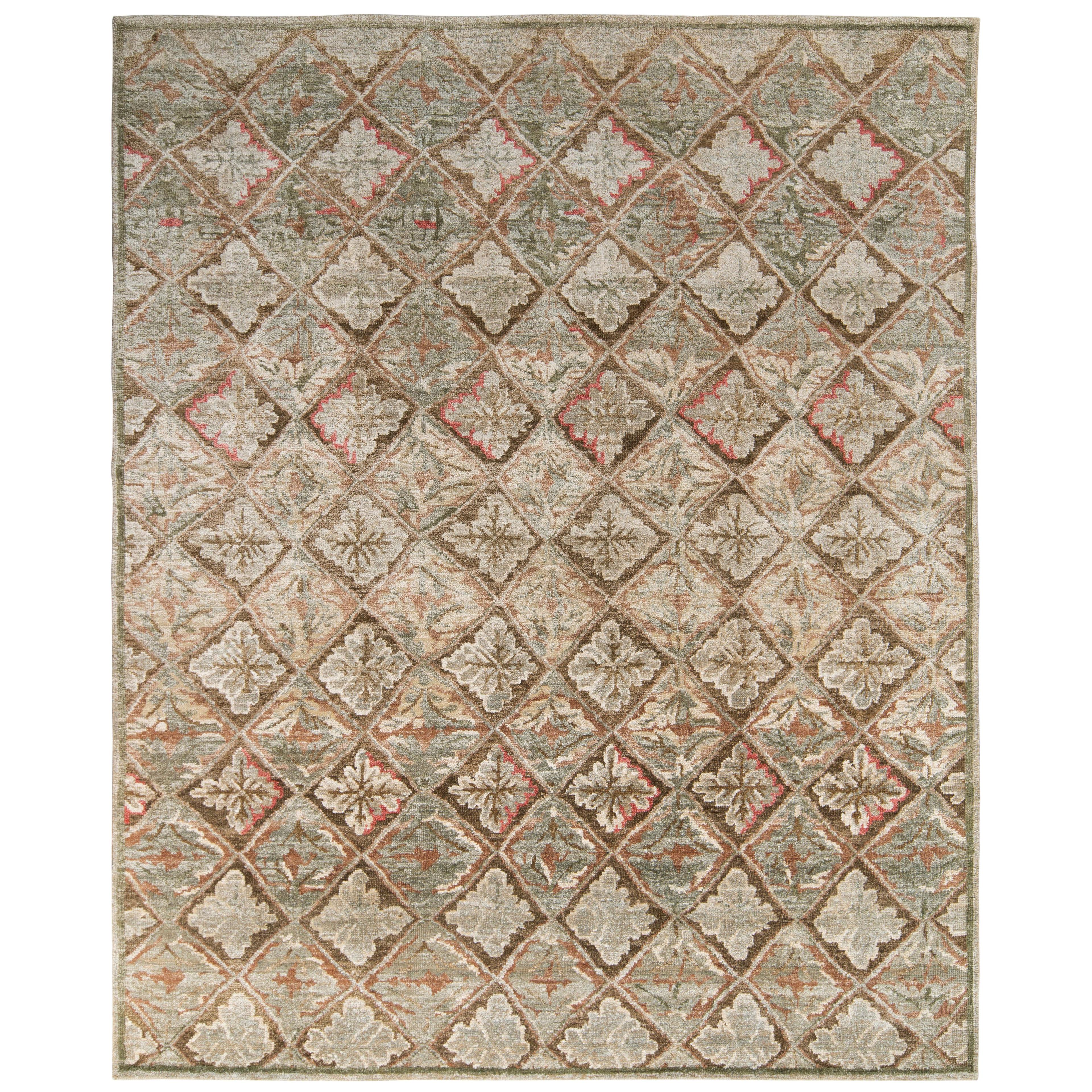 Rug & Kilim’s French Aubusson Style Rug In Green And Brown Floral Pattern