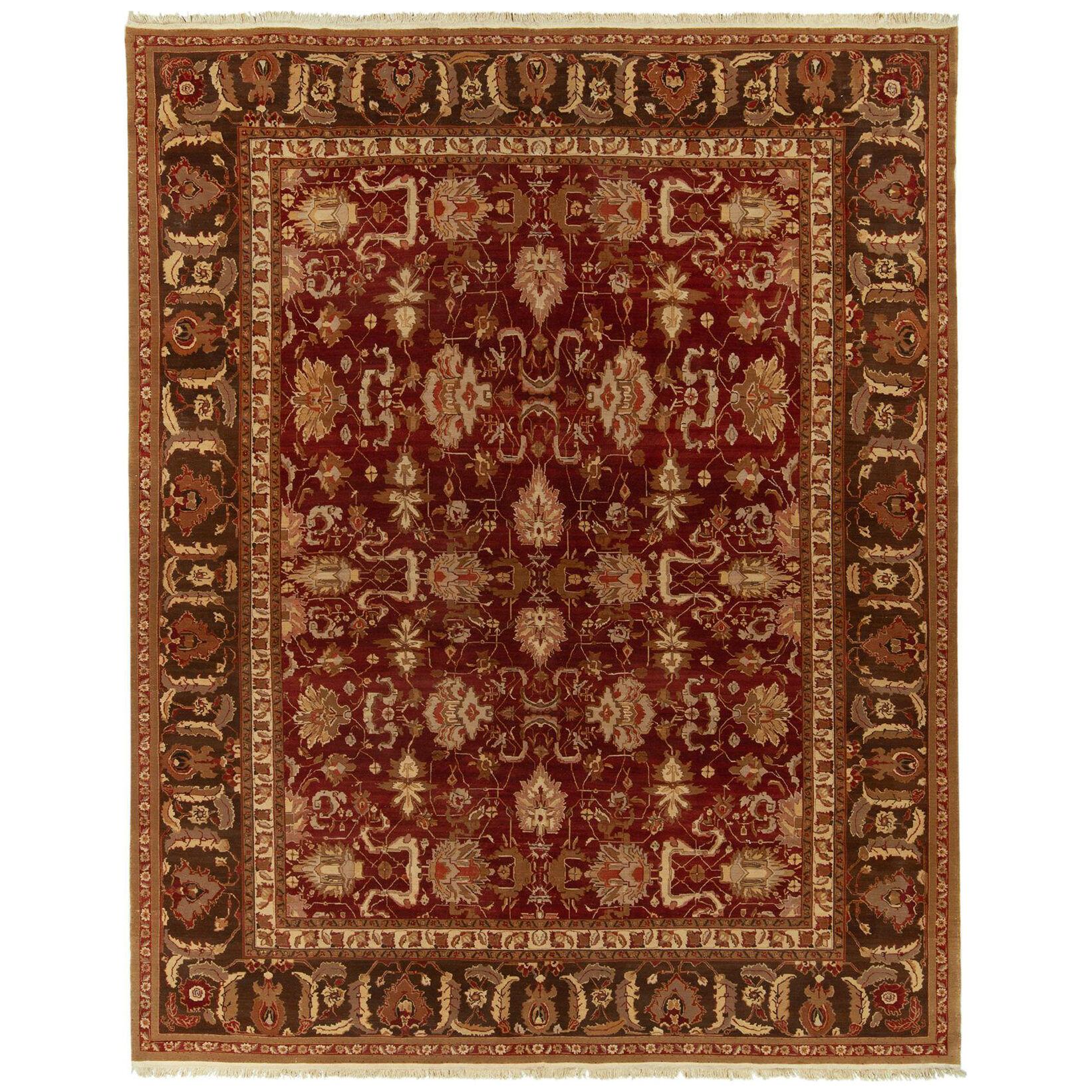 Rug & Kilim’s Agra Style Rug in Red and Beige-Brown Floral Pattern