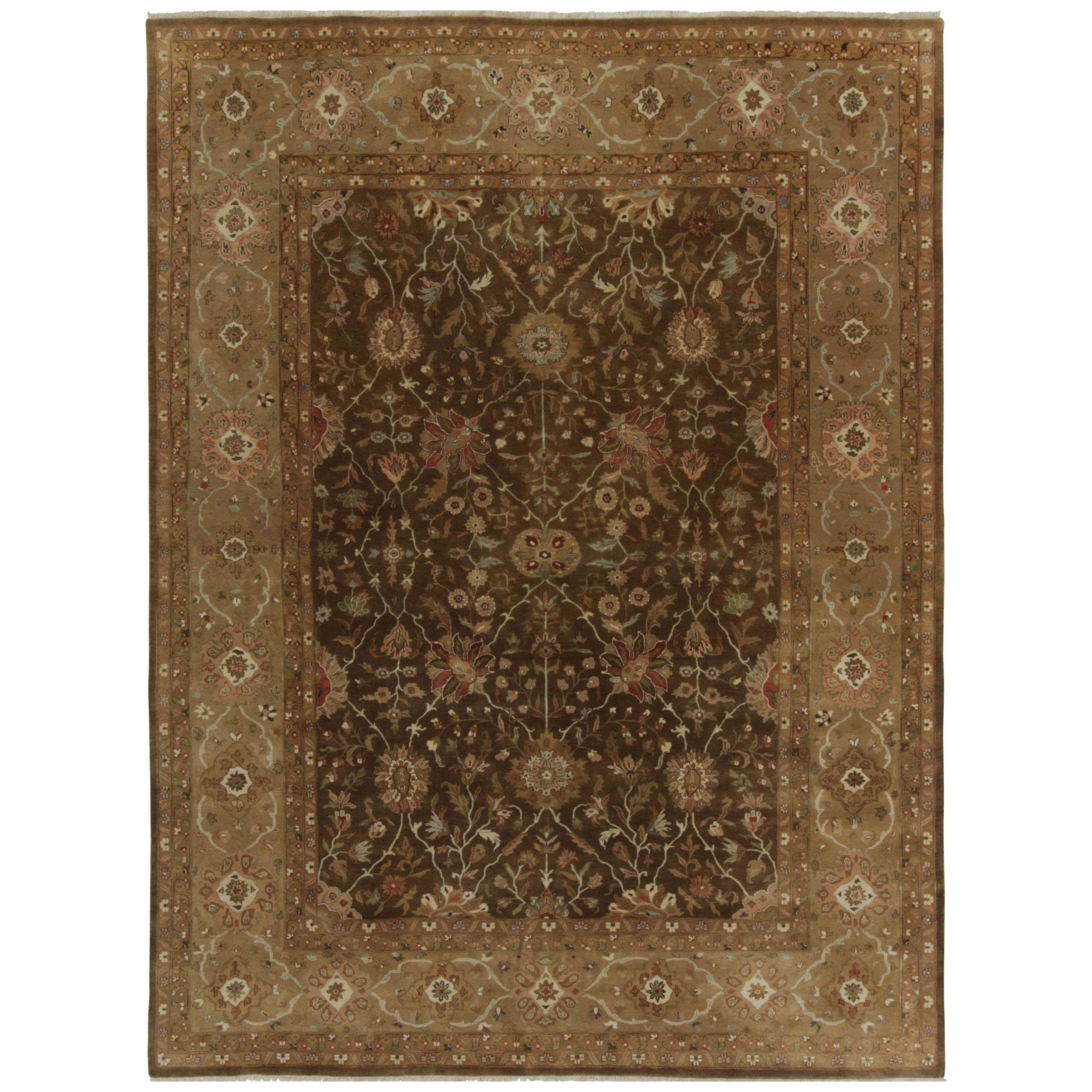 Rug & Kilim’s Tabriz Style Rug in Brown, Gold and Green Floral Patterns