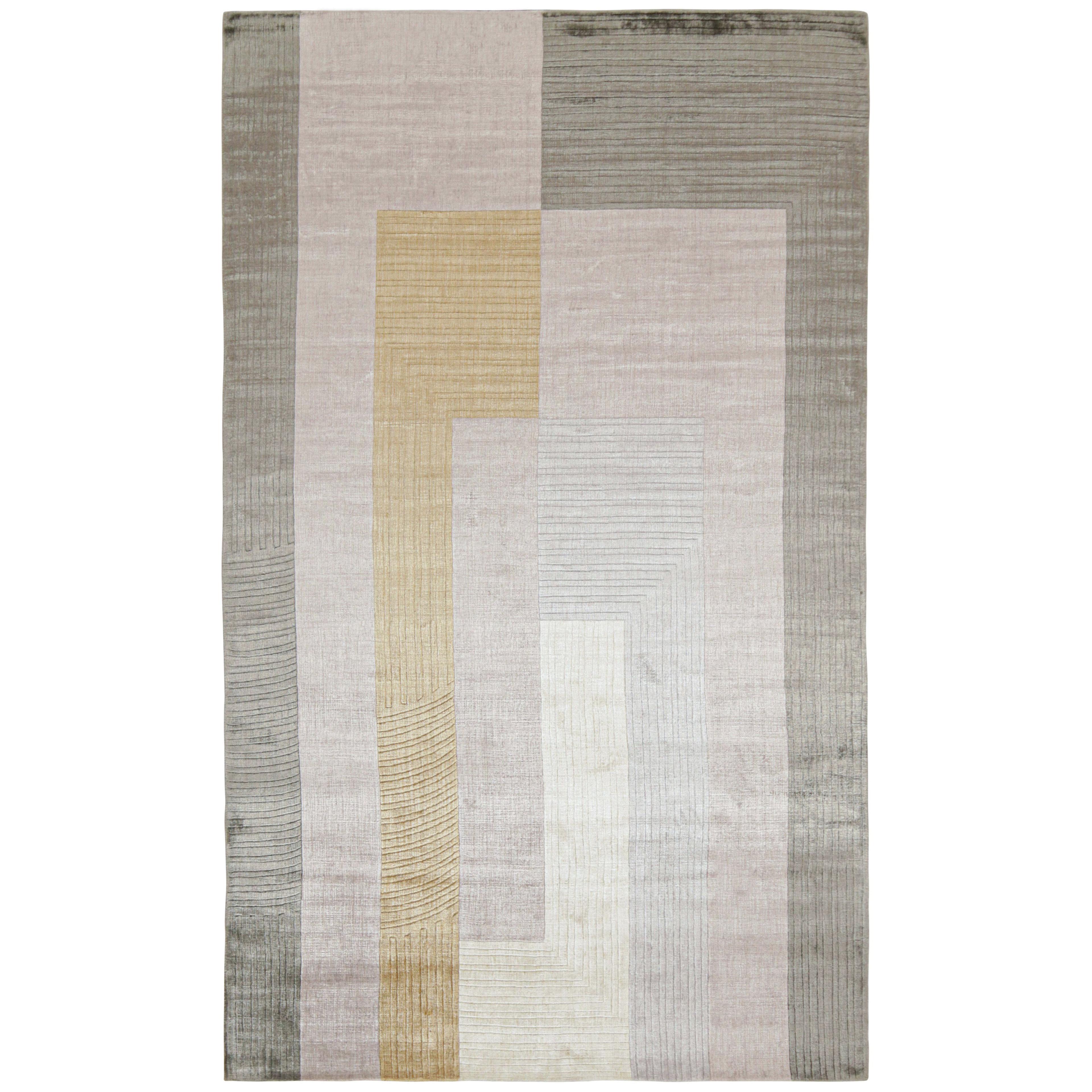 Rug & Kilim’s Modern rug in Lavender with Geometric Patterns