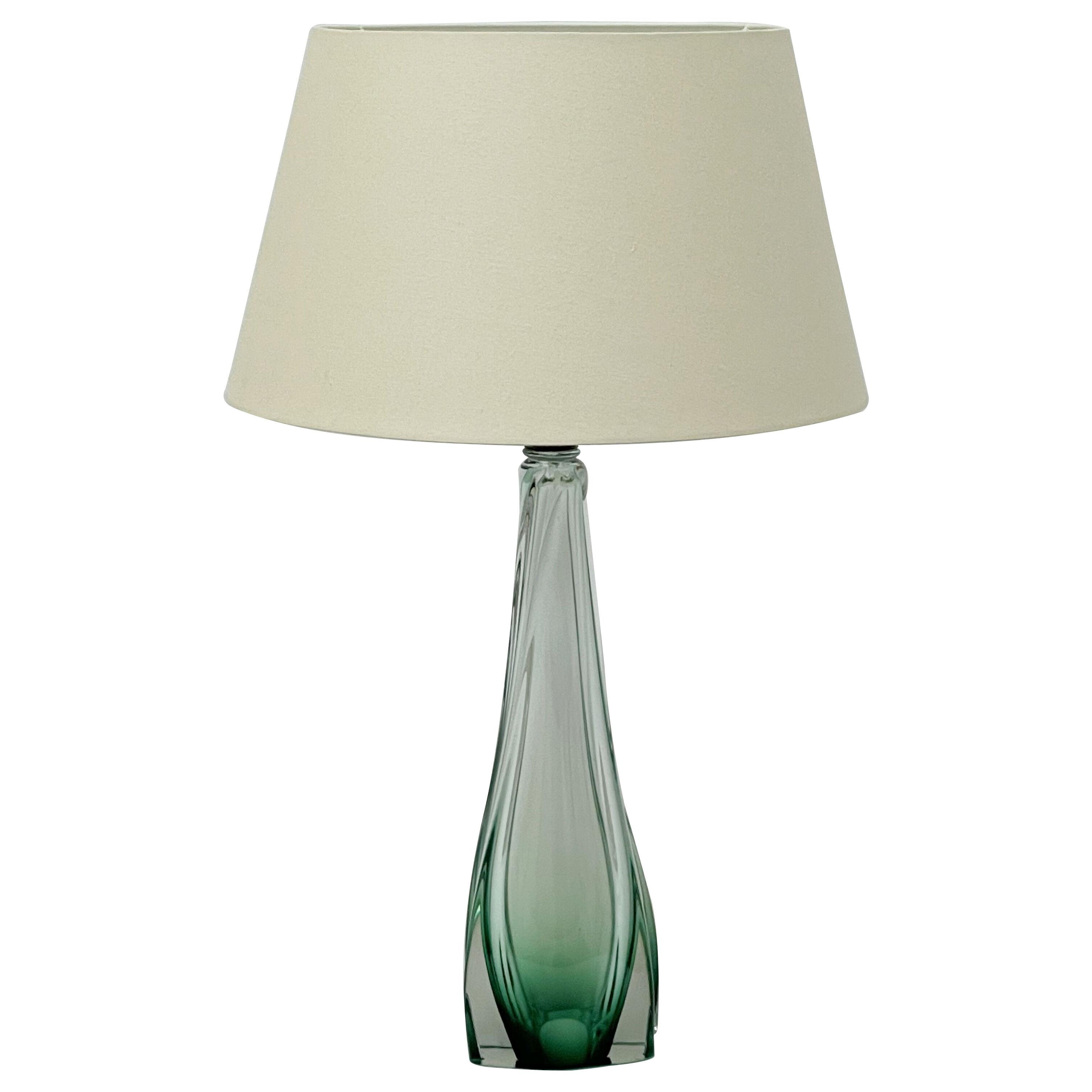 Val Saint Lambert green crystal lamp