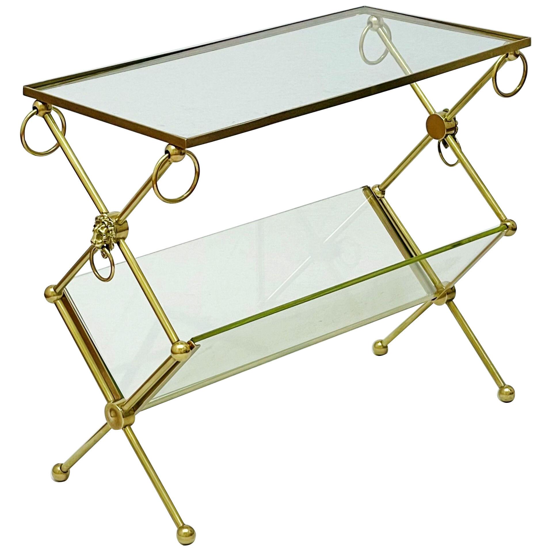 Brass and glass magazine table