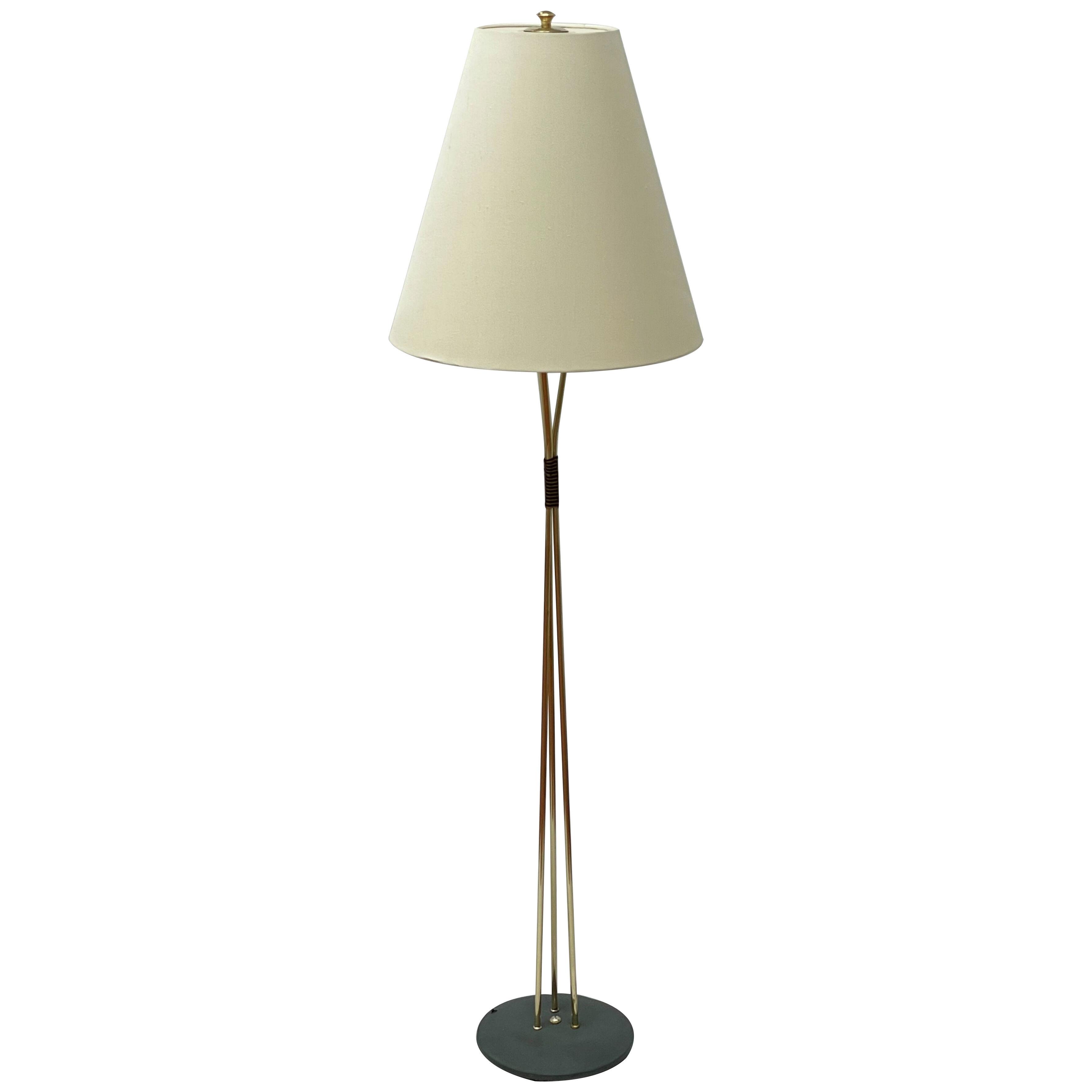 Brass tripod standard lamp