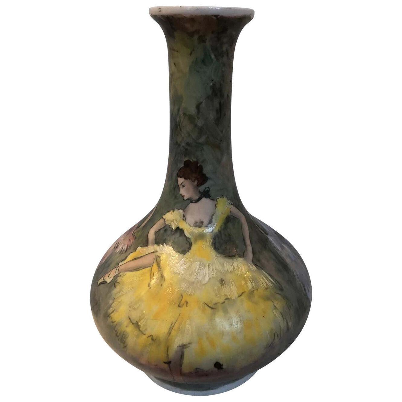 Beautiful Vase Lamp Porcelain De Paris Hand Painted French Cancan