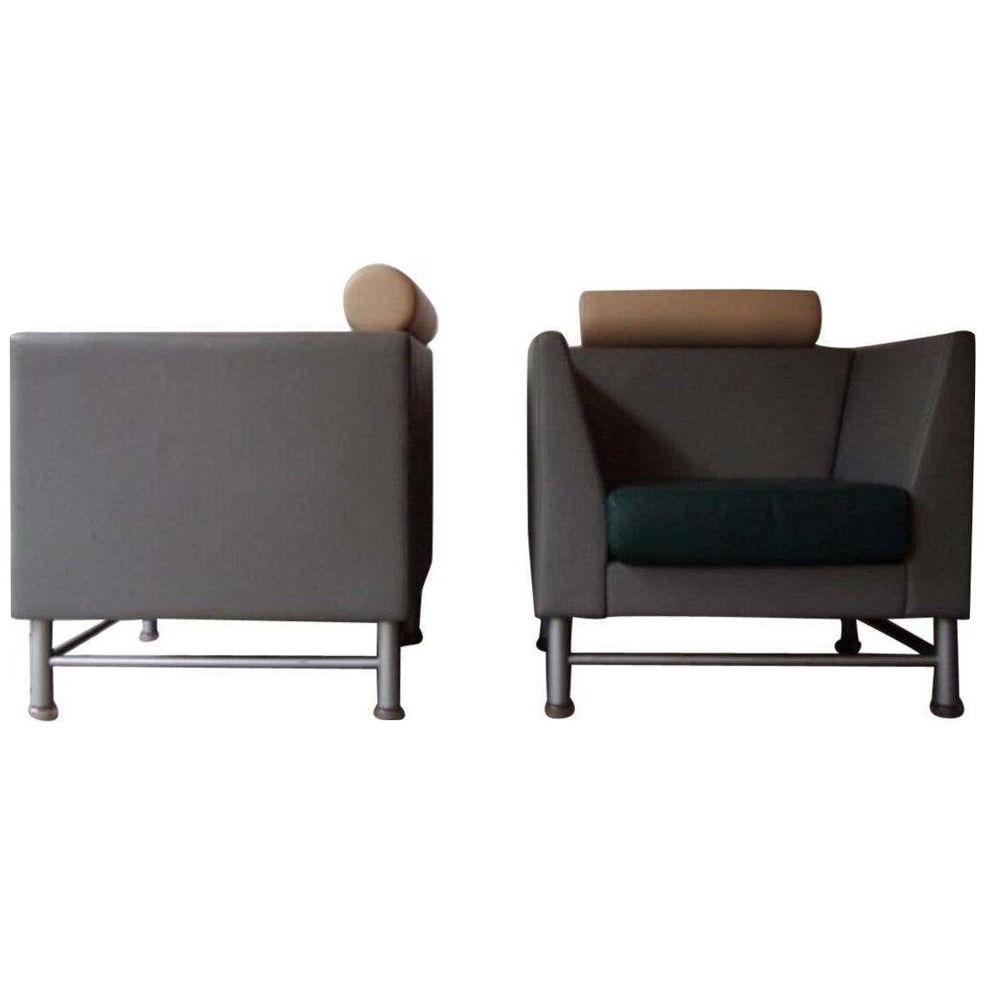 Pair of 1980s "East Side" Club Lounge Chair by Ettore Sottsass for Knoll 