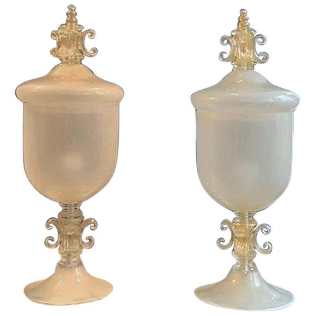 Very Large Pair of Lamps Murano Glass with Loads of 24-Karat Gold, Pauly & Co.