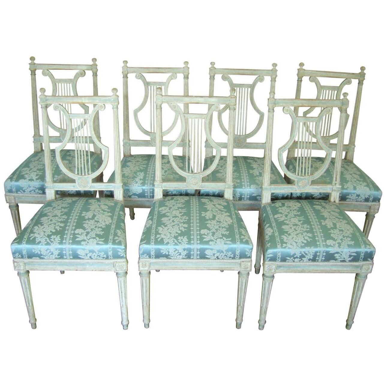 Set of Original Jacob Model Chairs Lyre of Louis XVI, Late 18th Century France