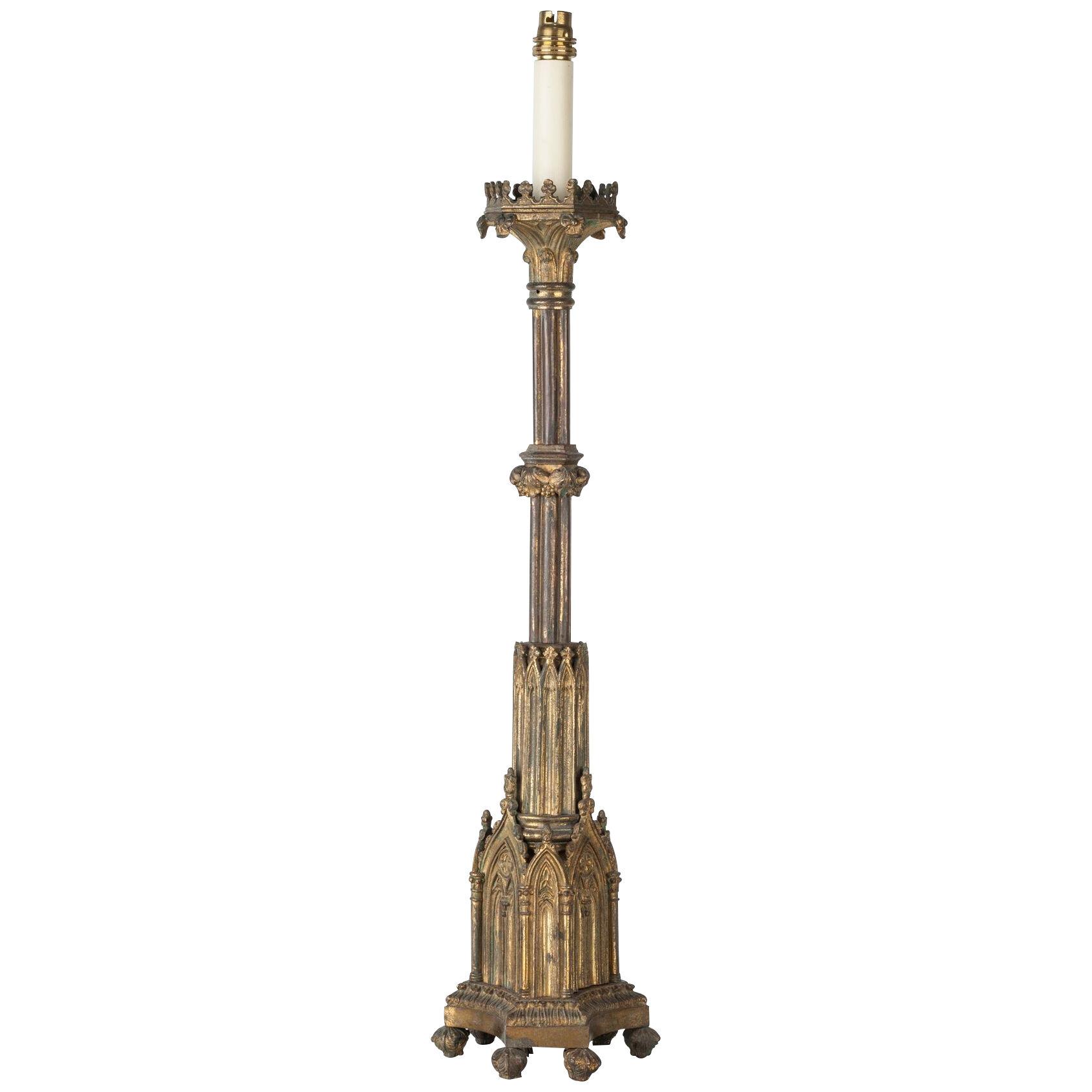 Gilt-Bronze Gothic Revival Lampbase