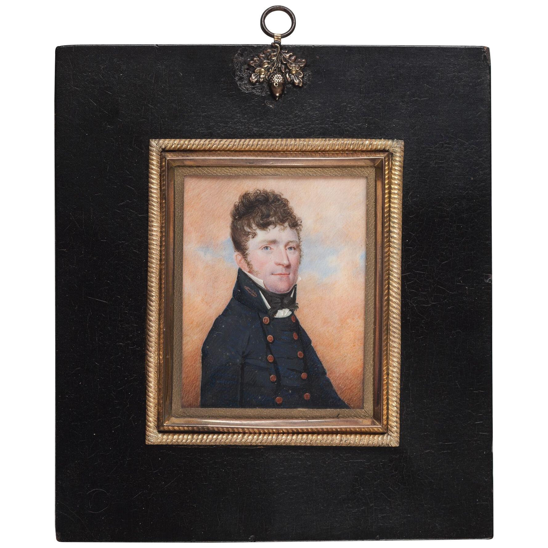 The Navy : Miniature Portrait of a British Navy Officer by Theodore Lane