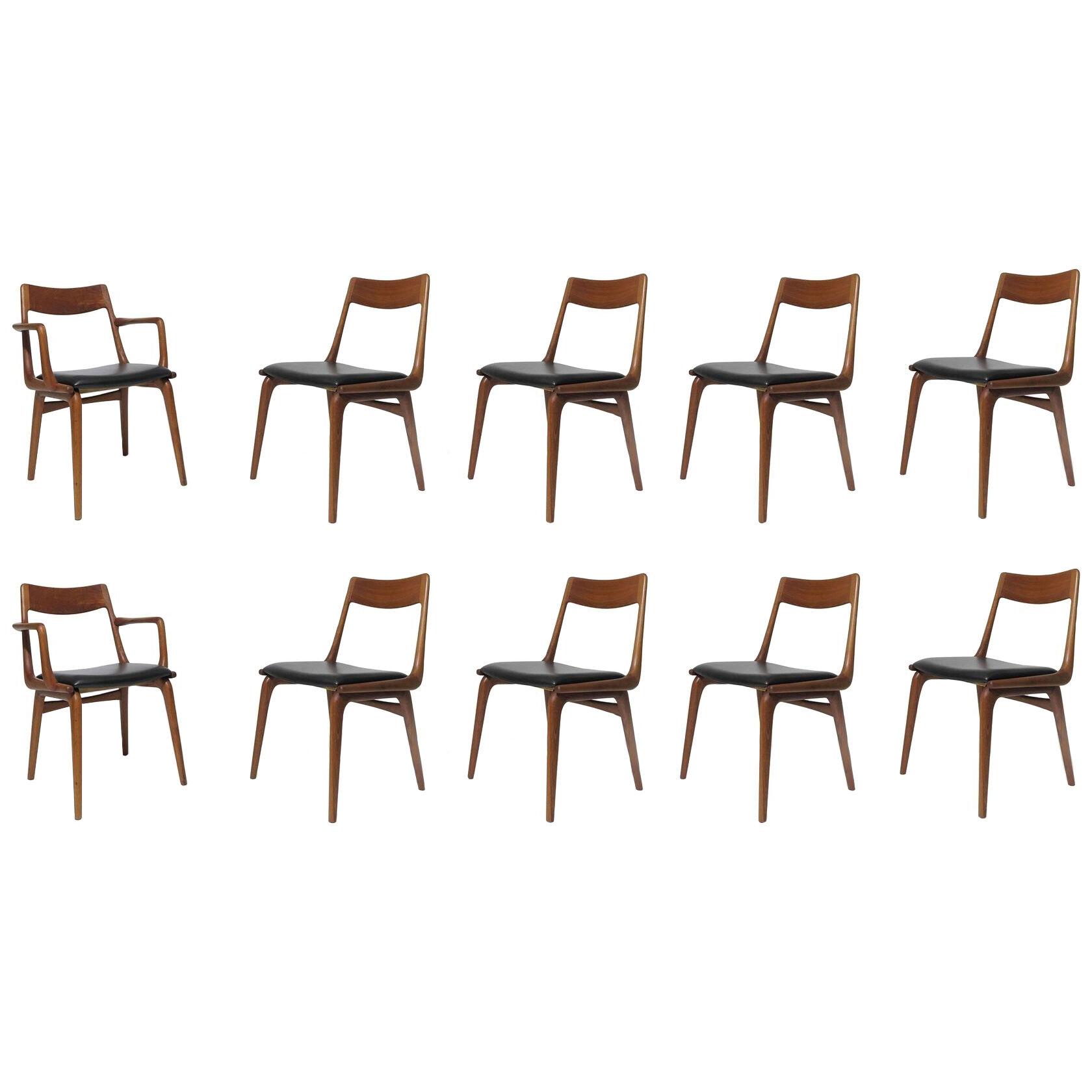 10 Alfred Christensen Boomerang Danish Teak Dining Chairs