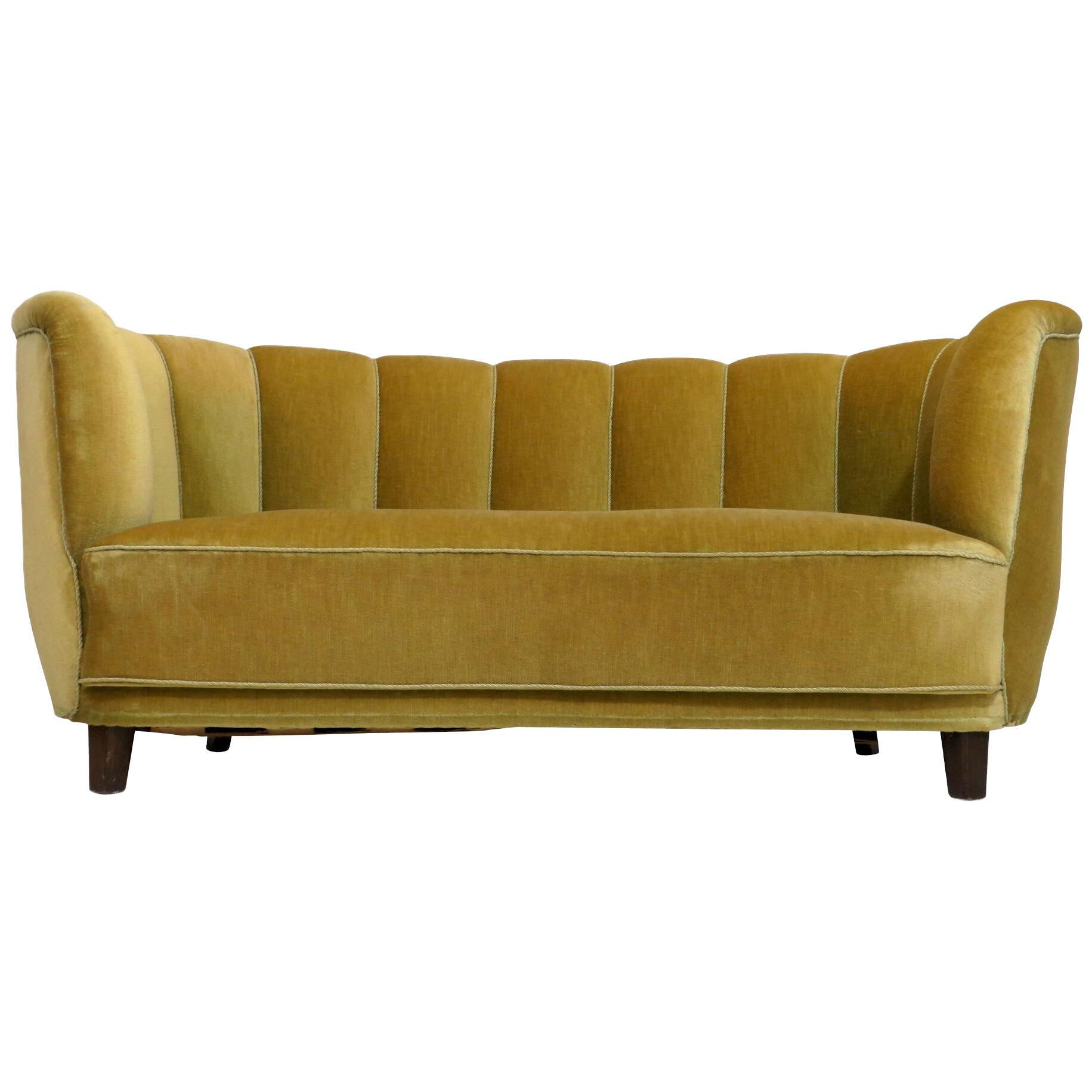 1940's Danish Deco Sofa in Original Mohair #2